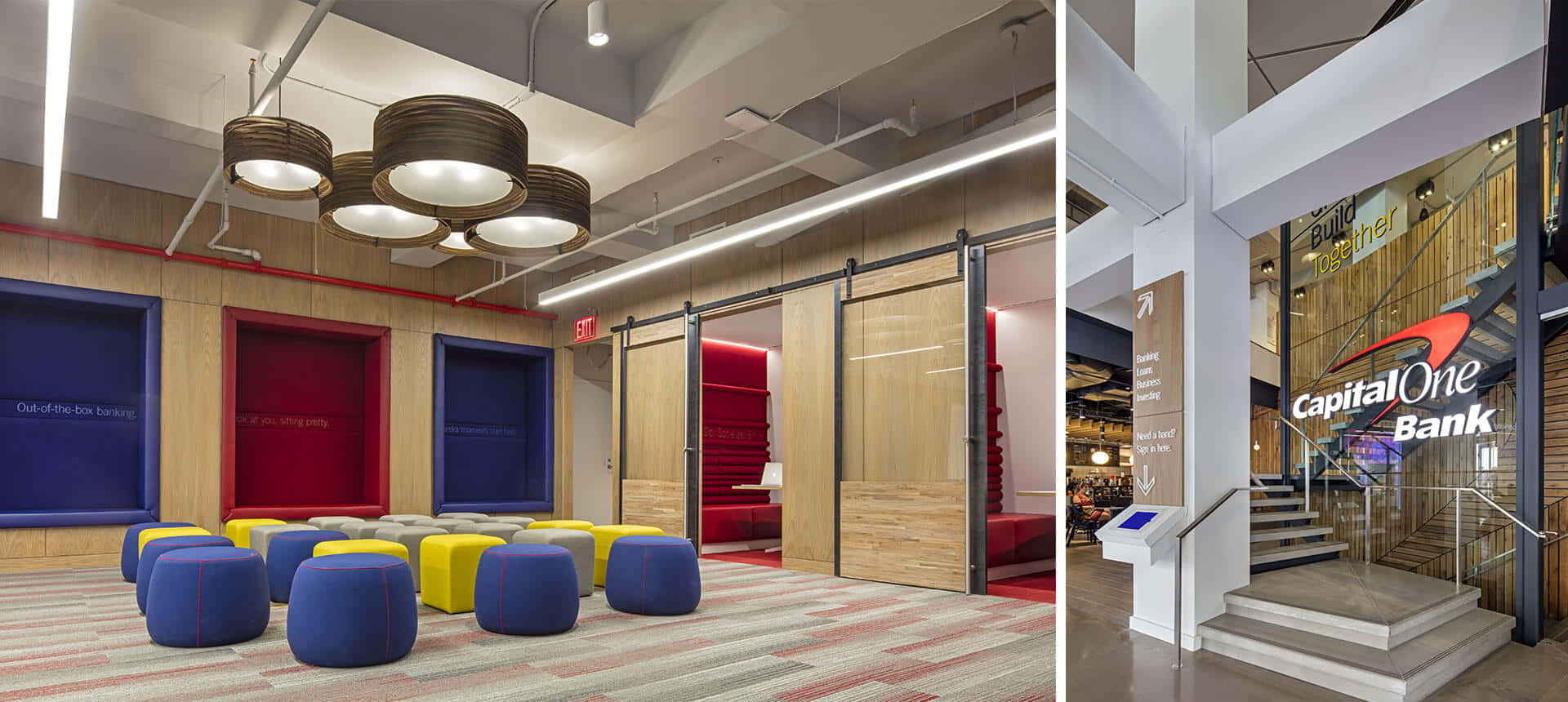 Capital One, lounge area, modular seating, Full HD Desktop Wallpaper