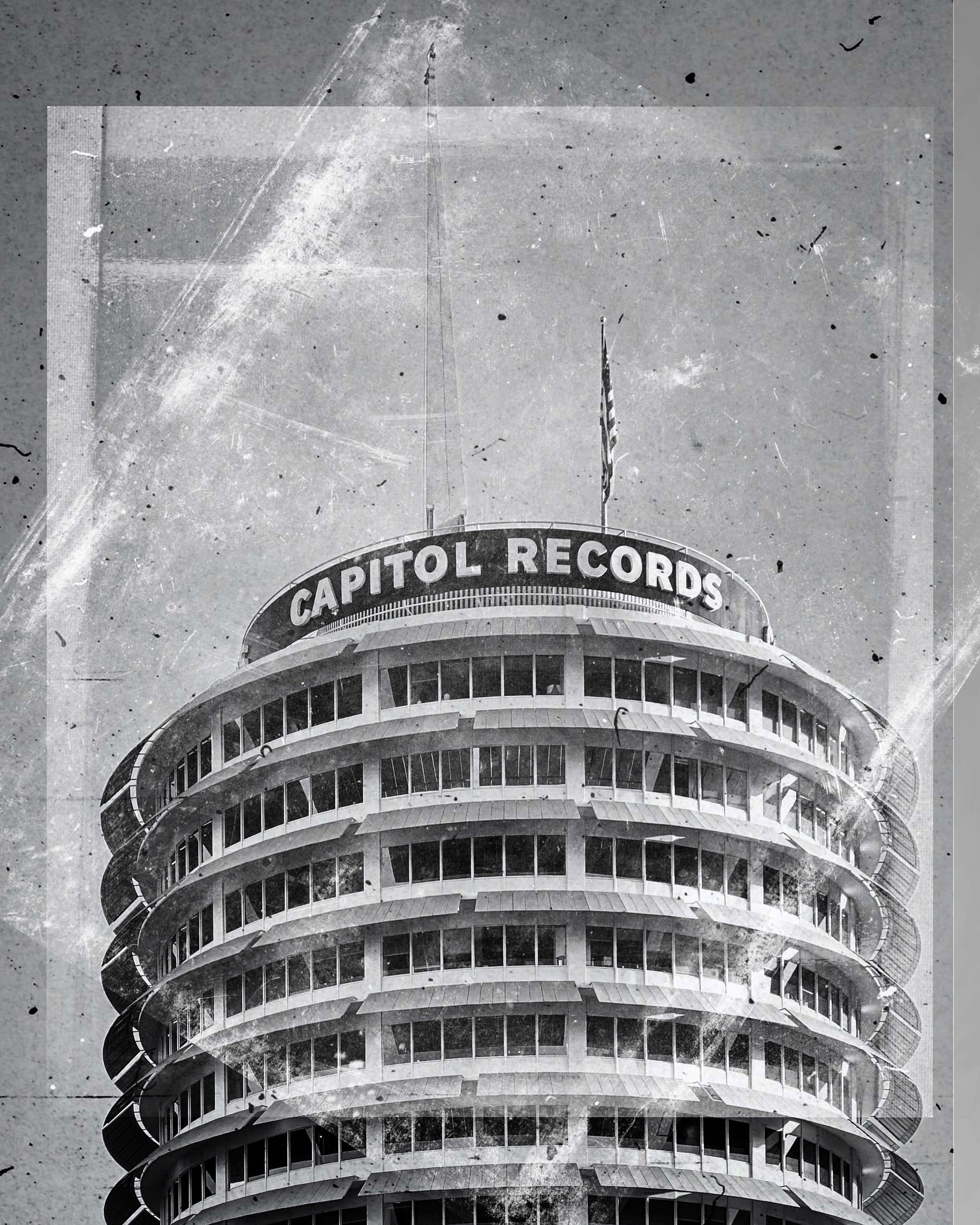 Capitol Records Building, black and white, vintage, Full HD Phone Wallpaper