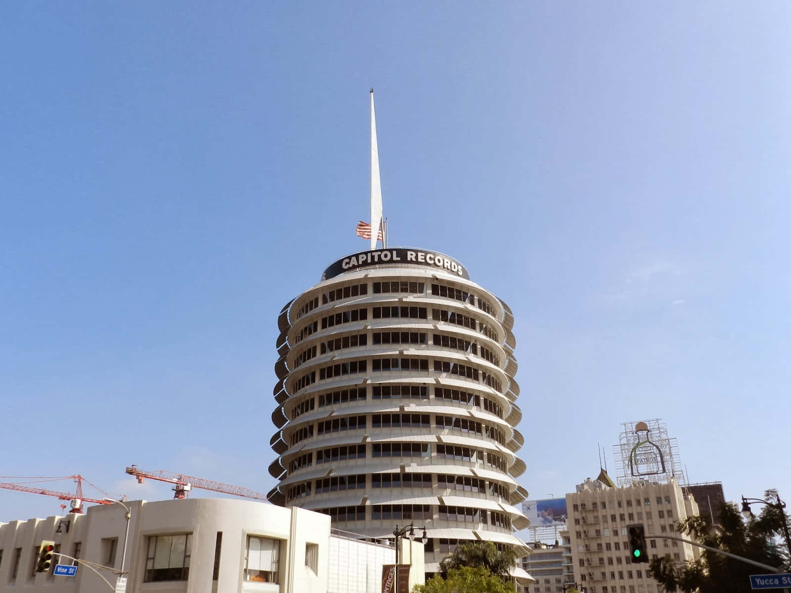 Capitol Records Building, circular design, spire, HD Desktop Wallpaper