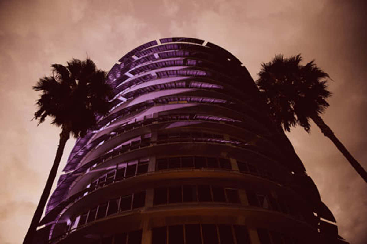 Capitol Records Building, purple, dusky sky, SD Desktop Wallpaper