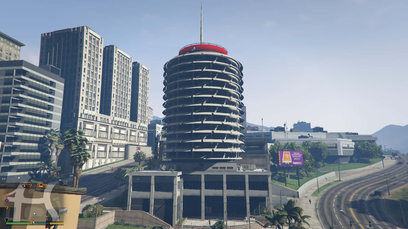Capitol Records Building, red dome, cylindrical building, HD Desktop Wallpaper