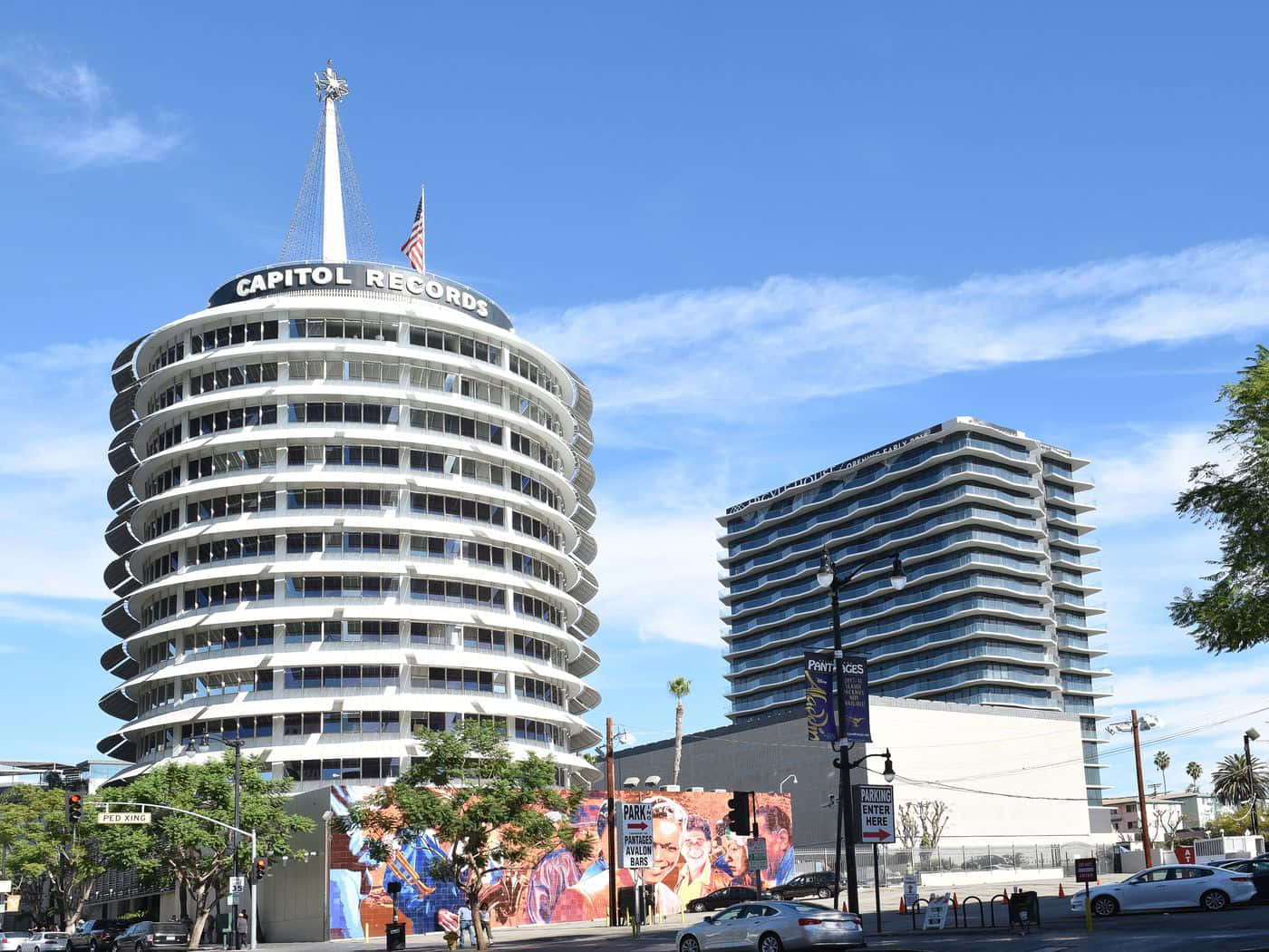 Capitol Records Building, circular white structure, spire, HD Desktop Wallpaper