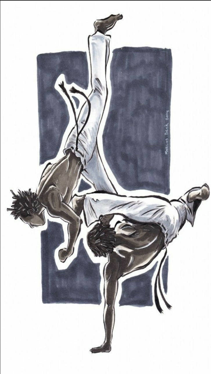 Capoeira, mixed media art, two capoeira fighters, HD Phone Wallpaper