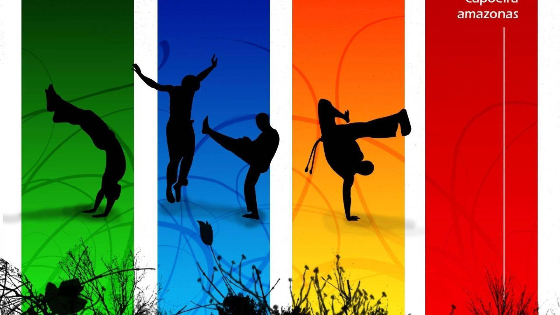 capoeira, vibrant vertical color stripes, abstract swirls, Full HD Desktop Wallpaper