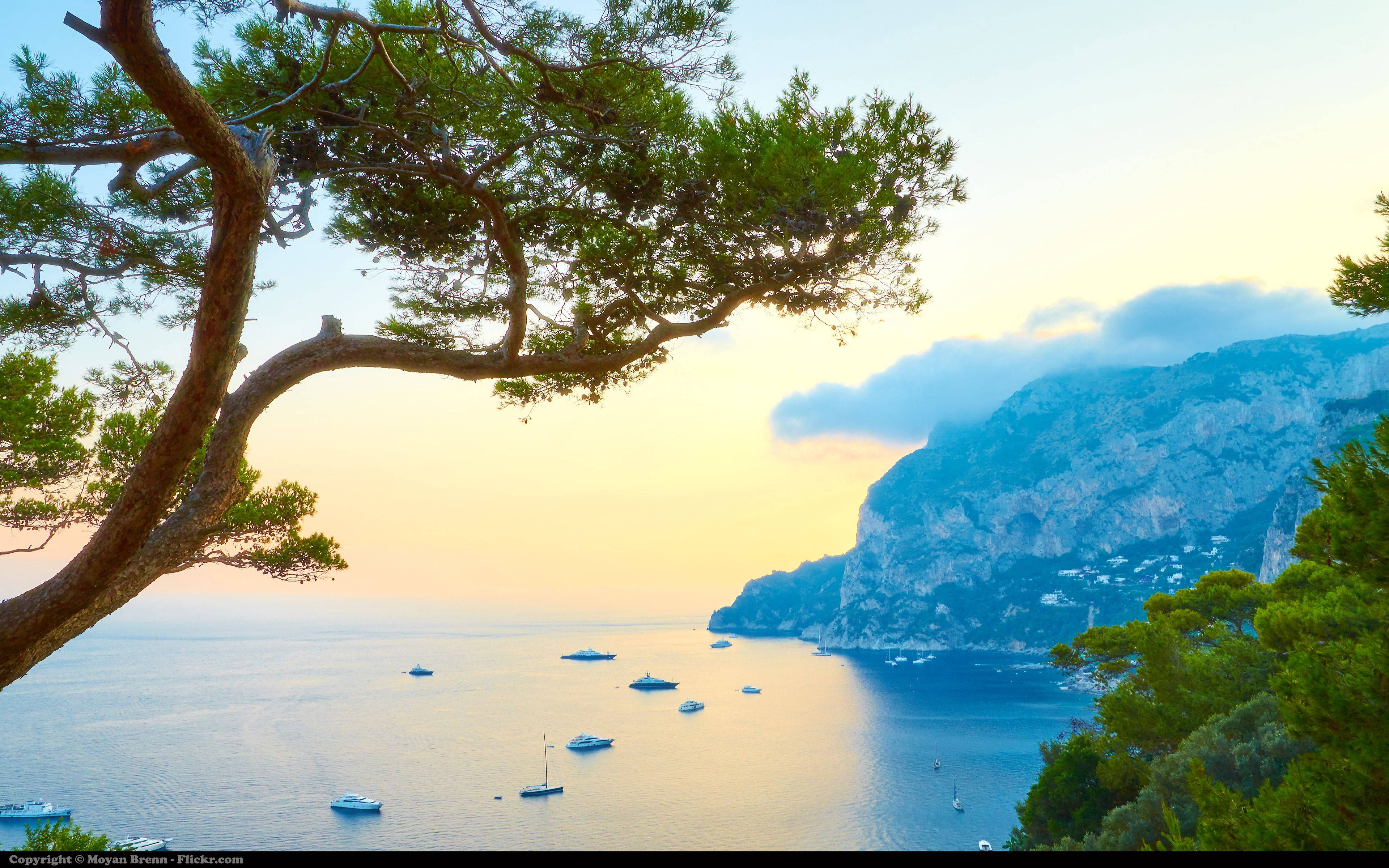 Capri Italy, ocean, mountain, 4K Desktop Wallpaper