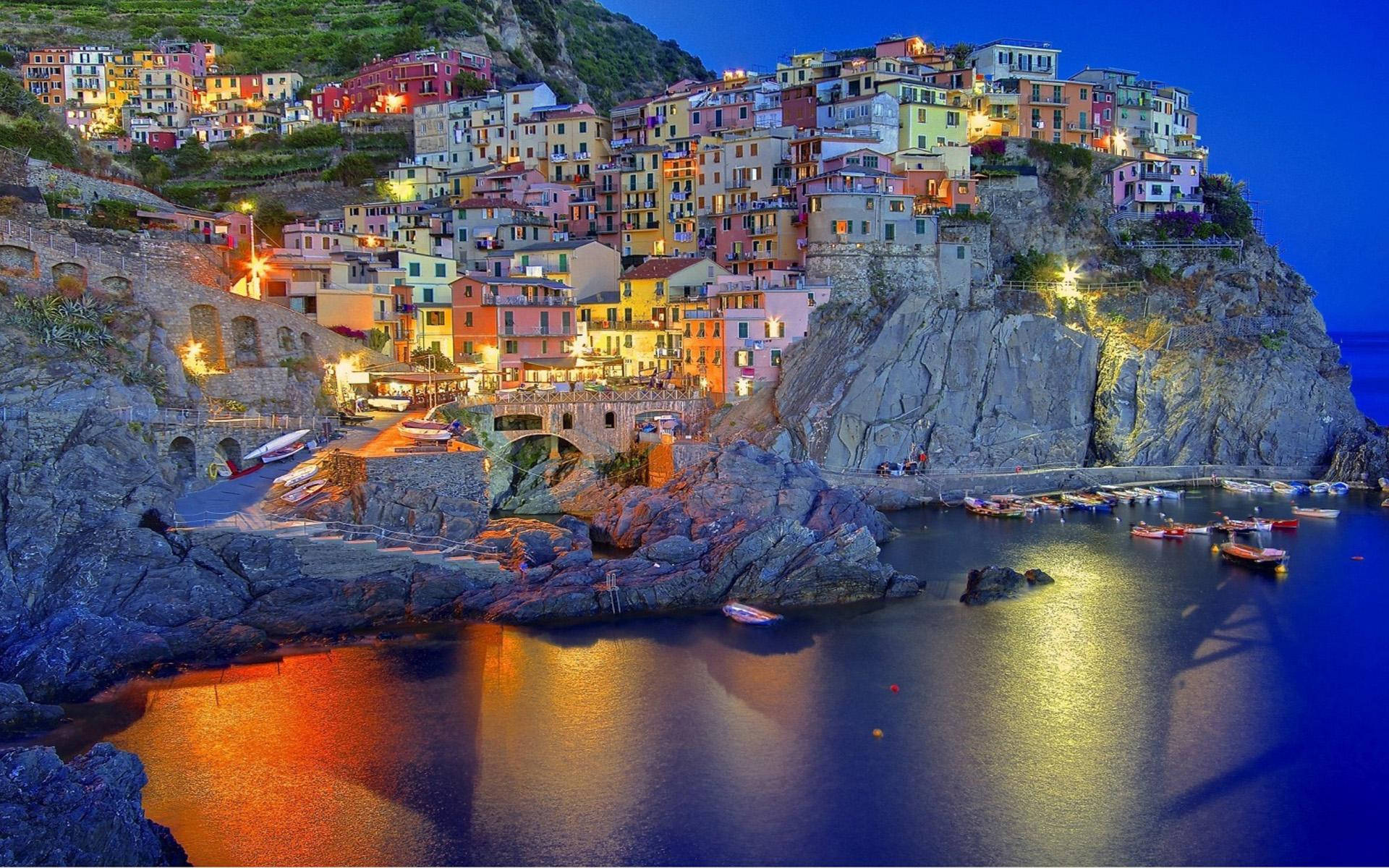 Capri Italy, village by the sea, cliffside village, Full HD Desktop Wallpaper