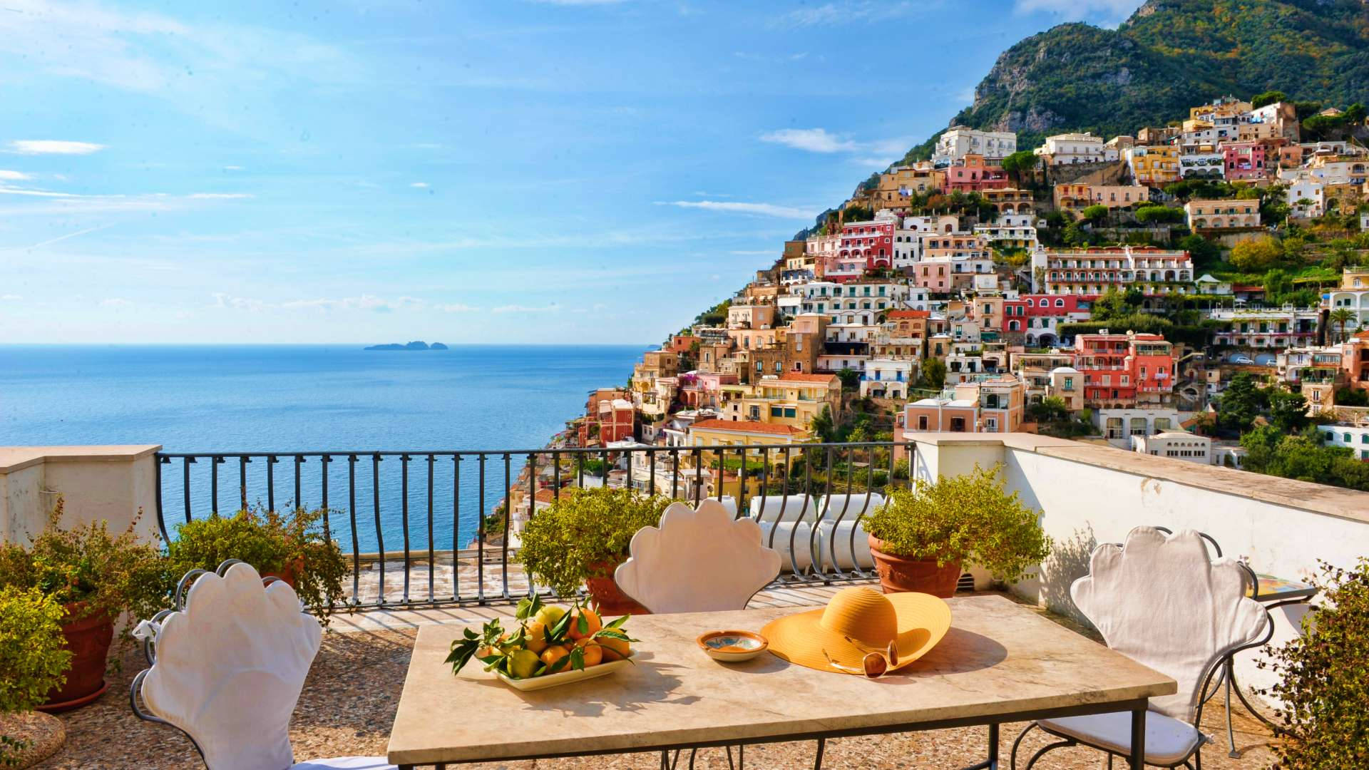 Capri Italy, balcony, cliffside village, Full HD Desktop Wallpaper