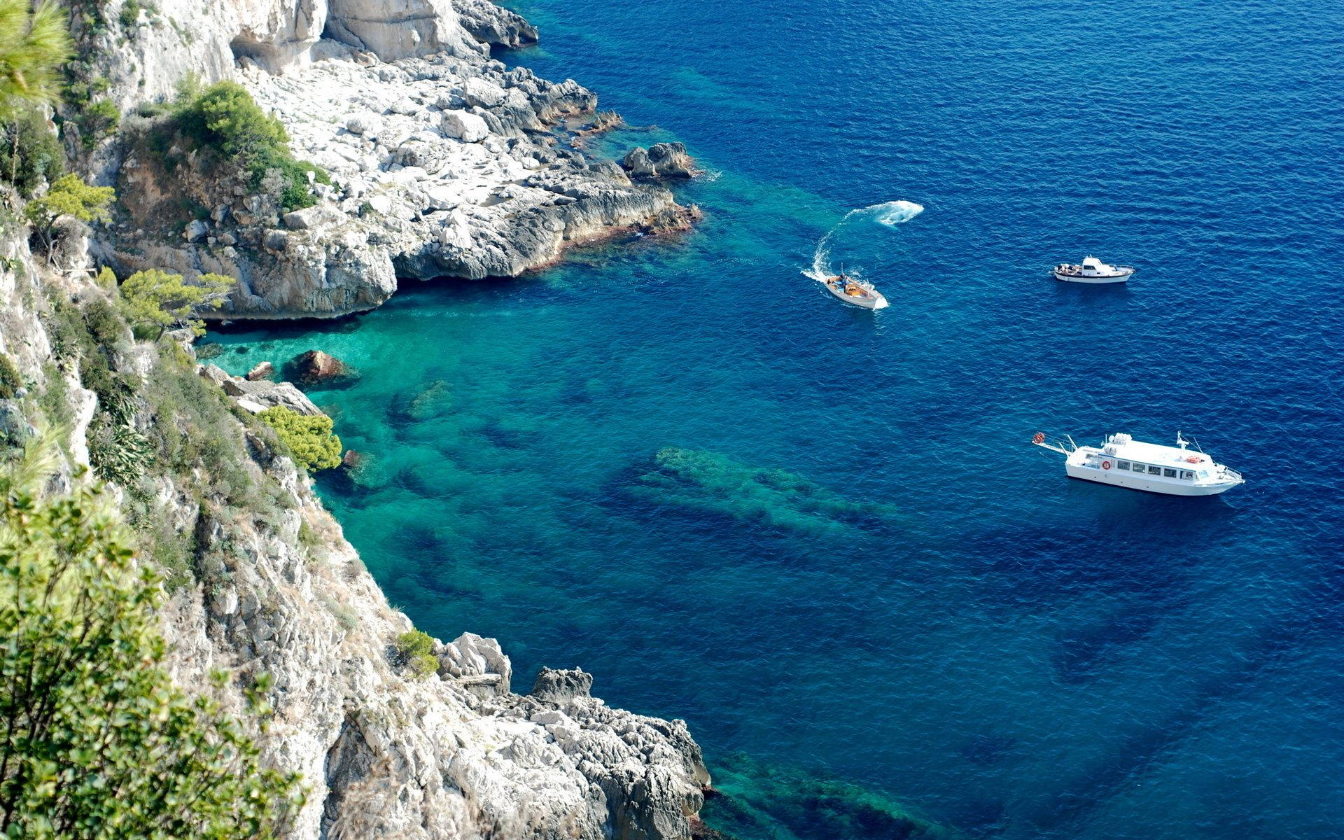 Capri Italy, deep blue sea, turquoise cove, Full HD Desktop Wallpaper