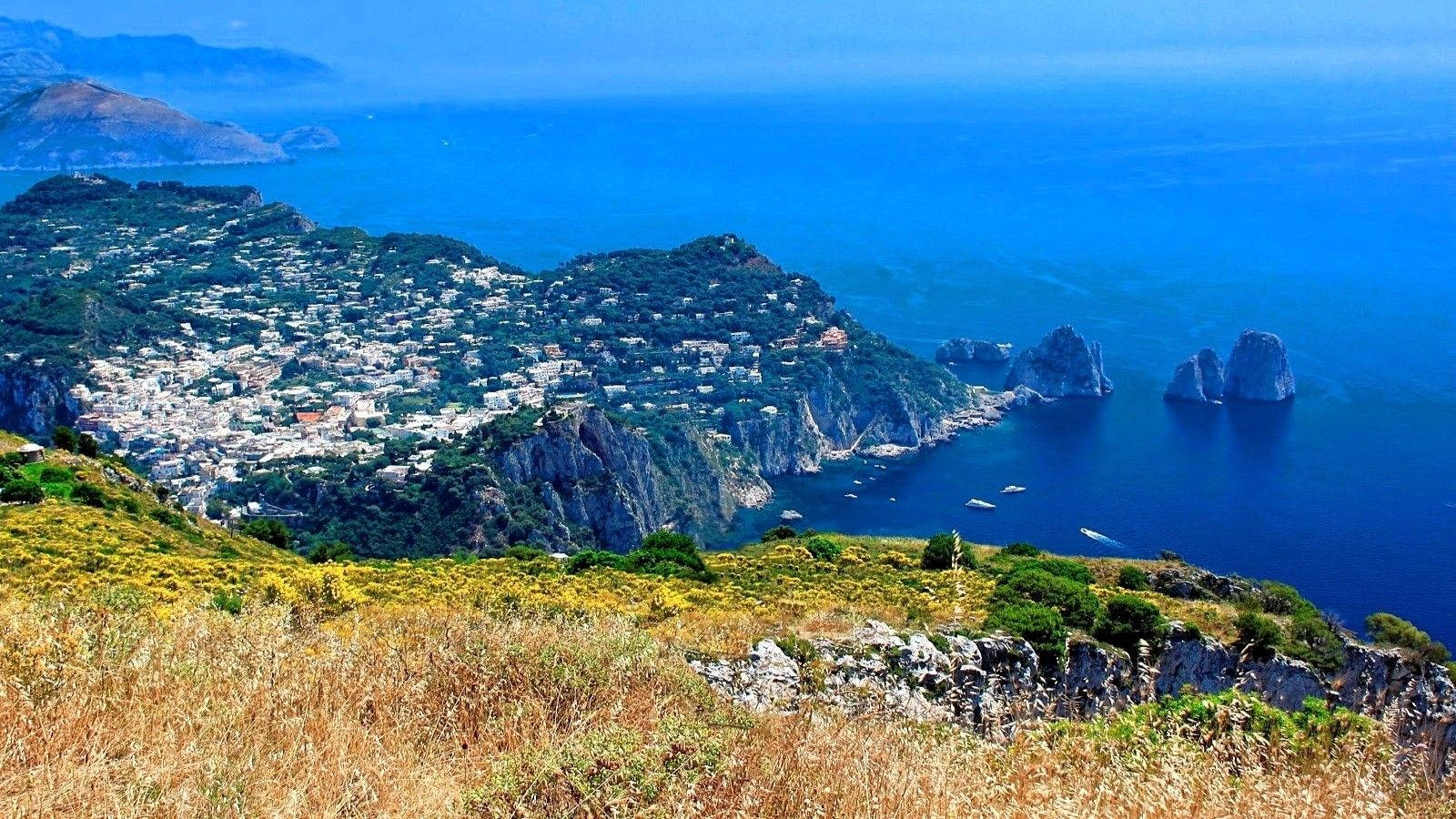 Capri Italy, scenic island, steep cliffs, HD Desktop Wallpaper
