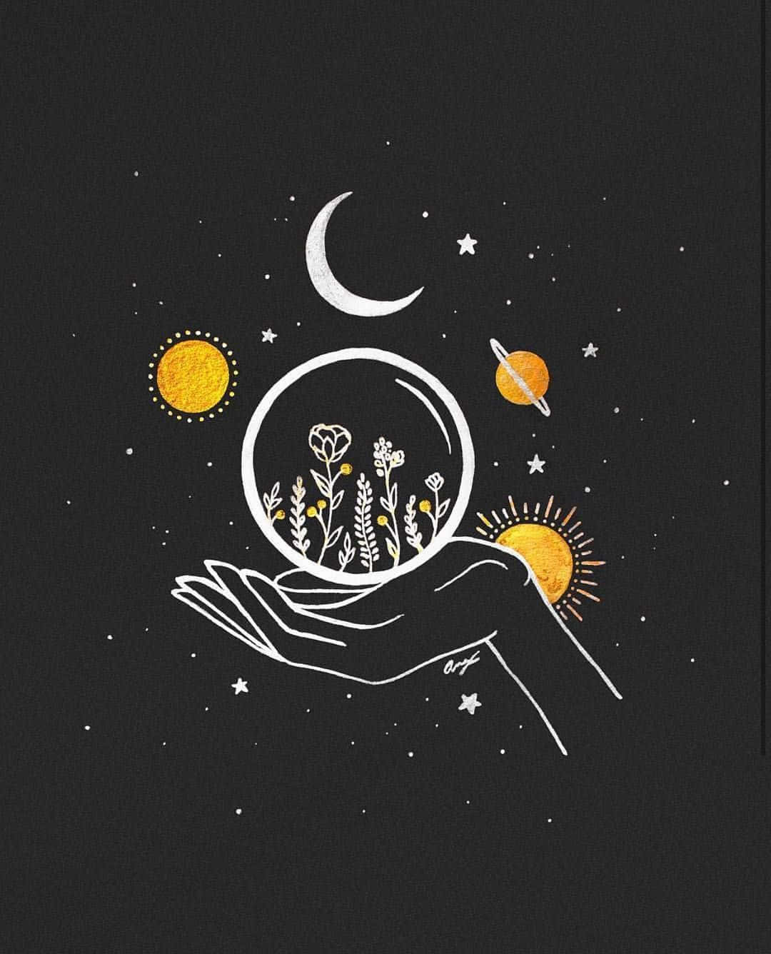Capricorn Aesthetic, starry night sky, crescent moon, HD Phone Wallpaper