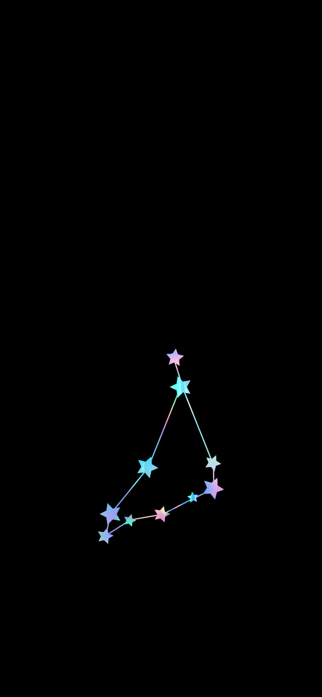 Capricorn Aesthetic, glowing multicolored star constellation, triangle, 2K Phone Wallpaper