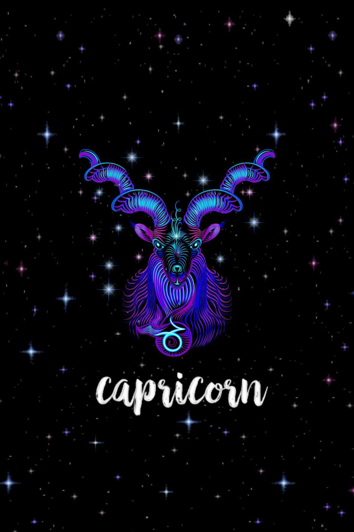 Capricorn zodiac sign, neon purple, blue, HD Phone Wallpaper