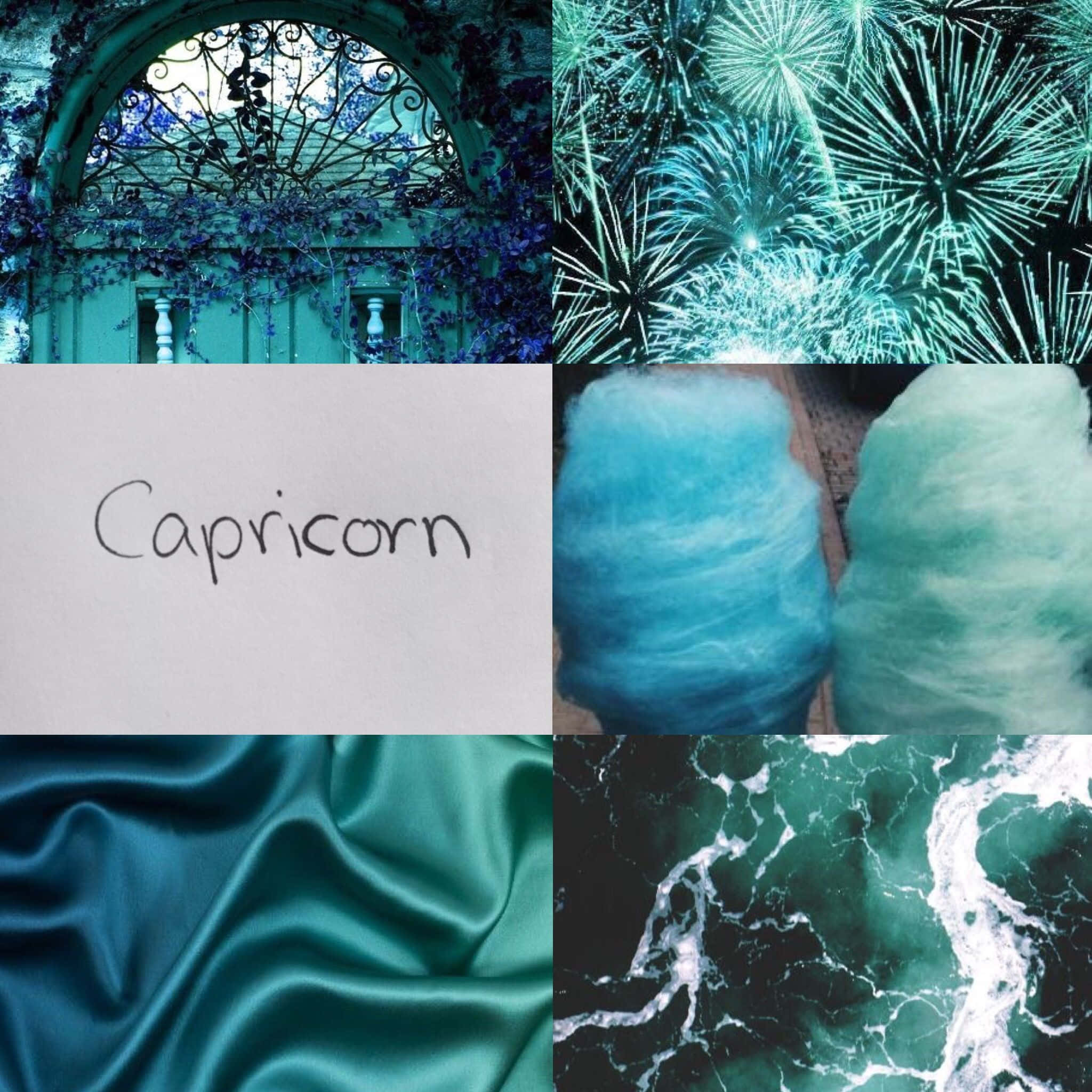 Capricorn, teal, ornate arches, Full HD Desktop Wallpaper