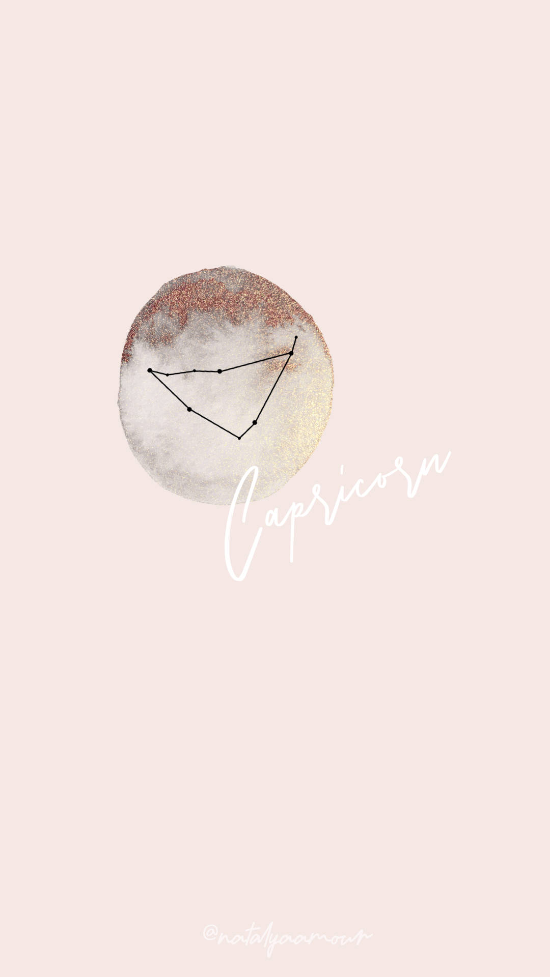 Capricorn, watercolor circle, black line constellation, Full HD Phone Wallpaper