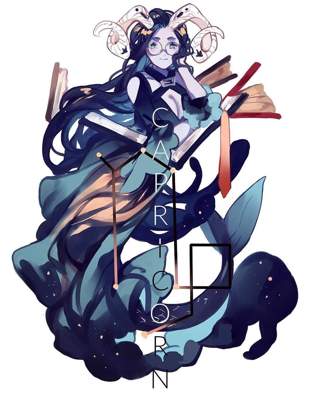 Capricorn zodiac sign, anime girl, ram horns, HD Phone Wallpaper