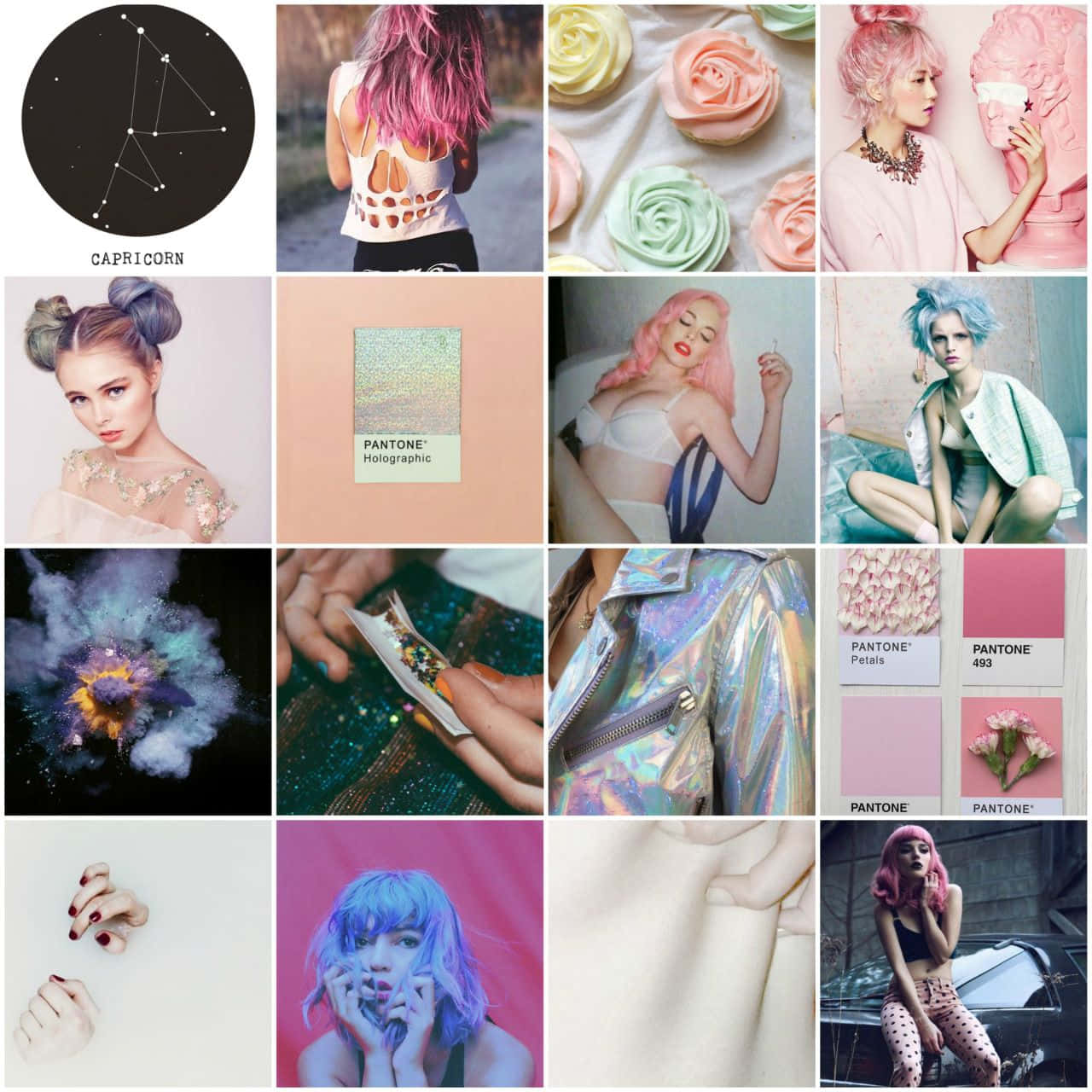Capricorn Aesthetic, pink and blue hair, holographic fabrics, HD Desktop Wallpaper
