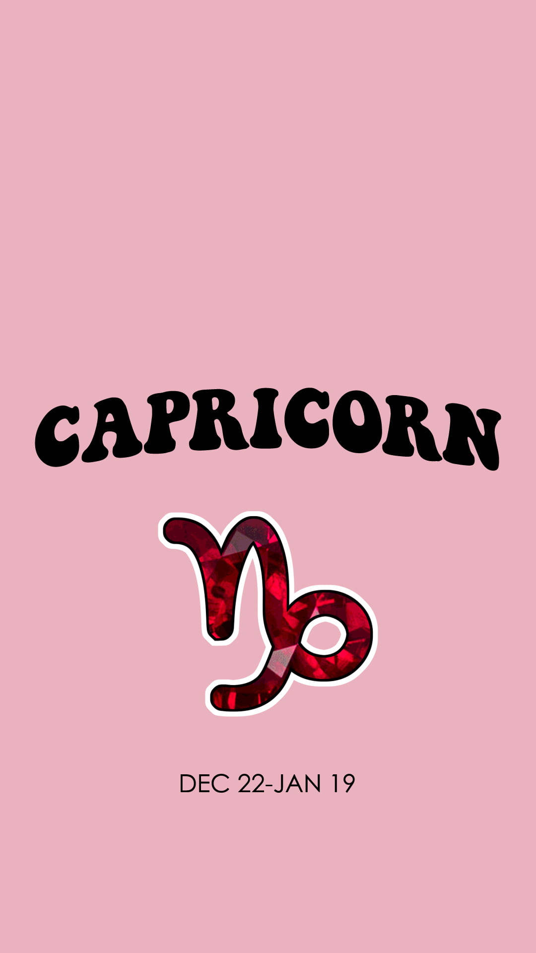 Capricorn, pink background, bold black letters, Full HD Phone Wallpaper