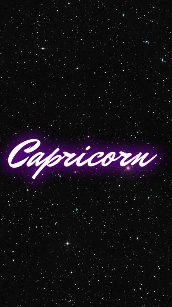 Capricorn, neon purple, starry night sky, HD Phone Wallpaper