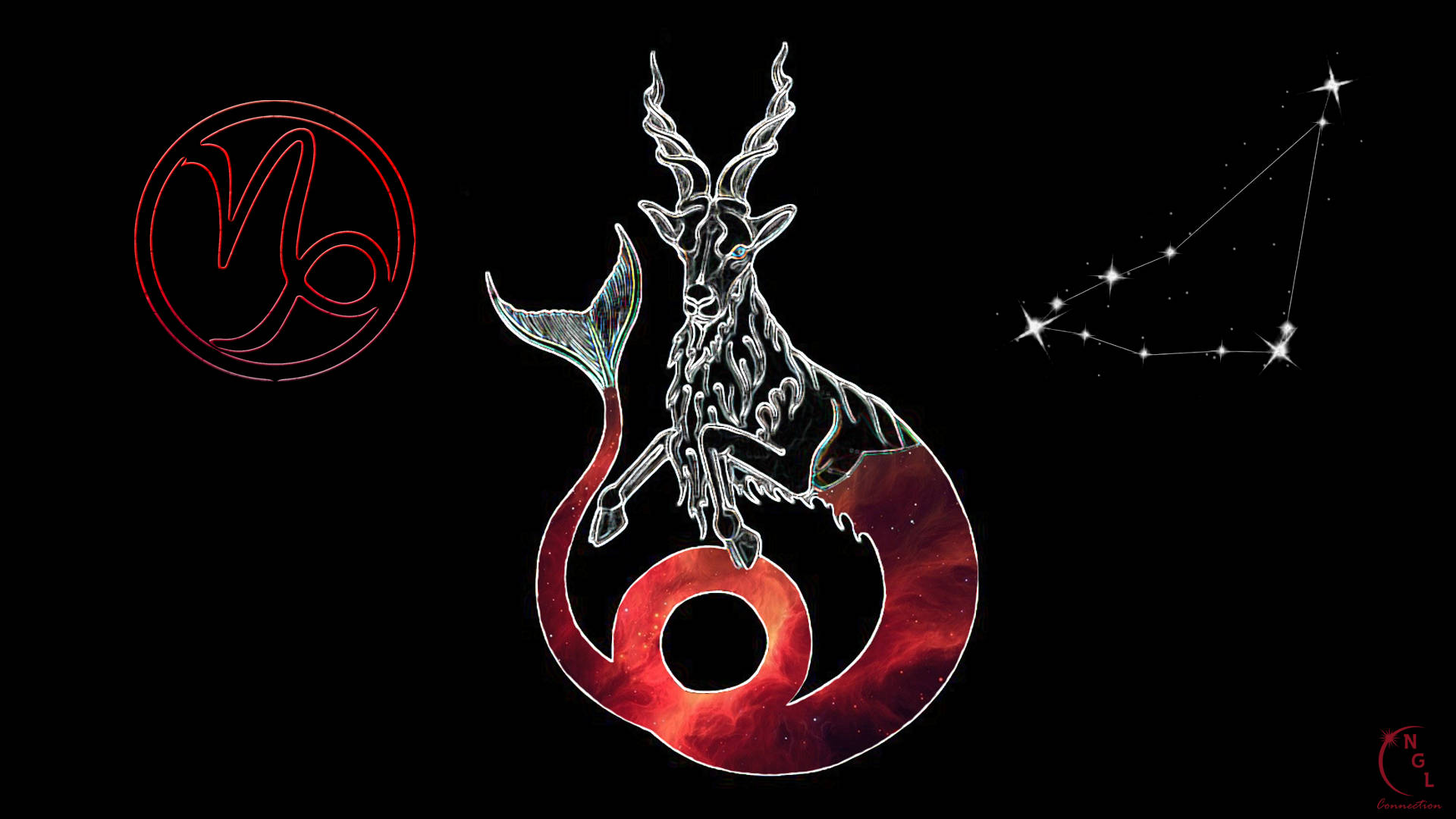 Capricorn, goat constellation, glowing silver, Full HD Desktop Wallpaper
