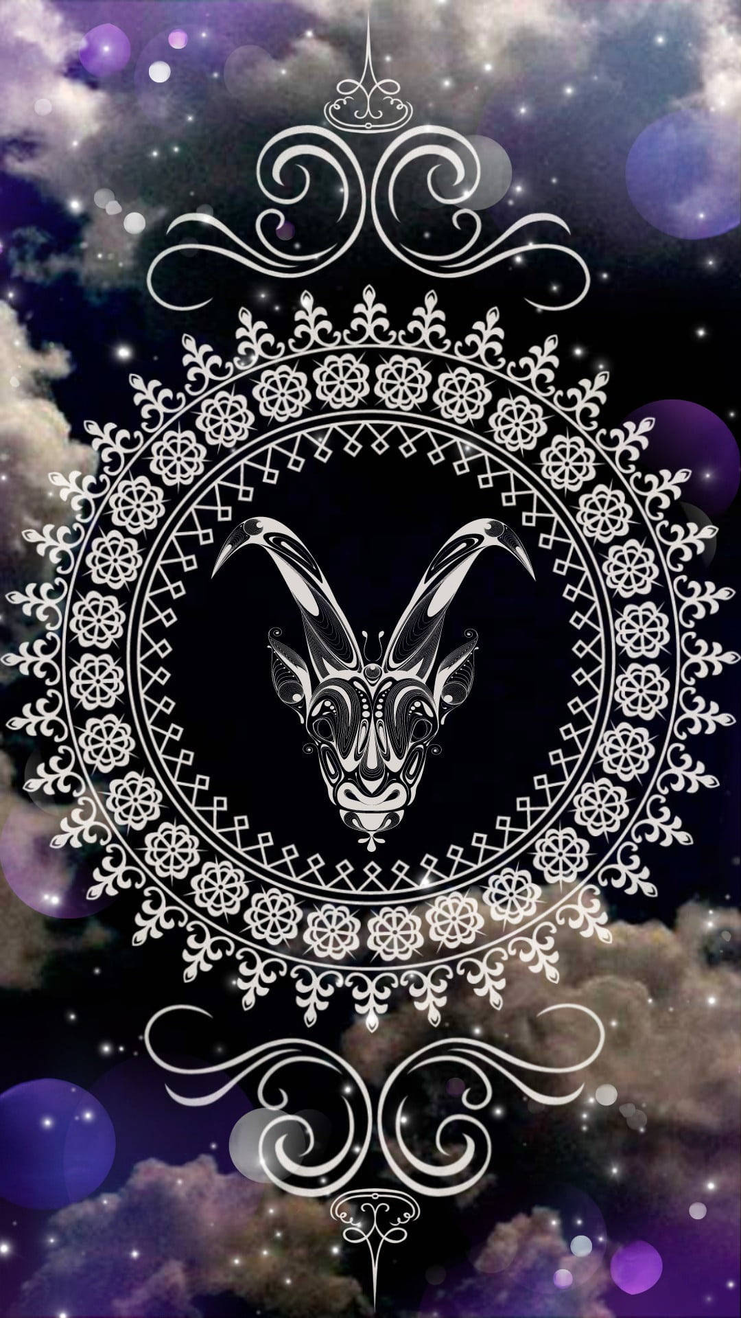 Capricorn, mandala patterns, ram head, Full HD Phone Wallpaper