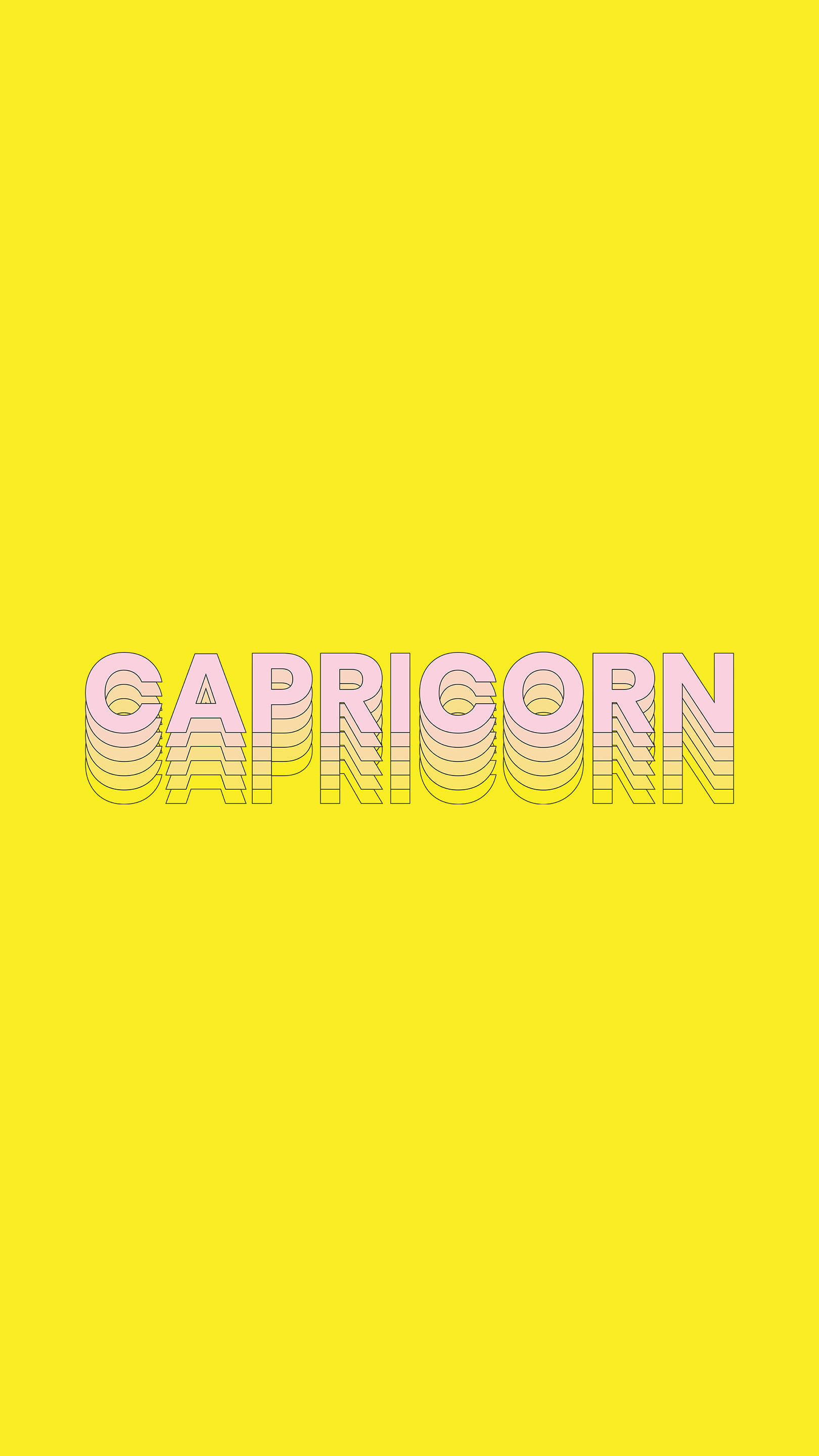 Capricorn, yellow background, pink and yellow stripes, 2K Phone Wallpaper