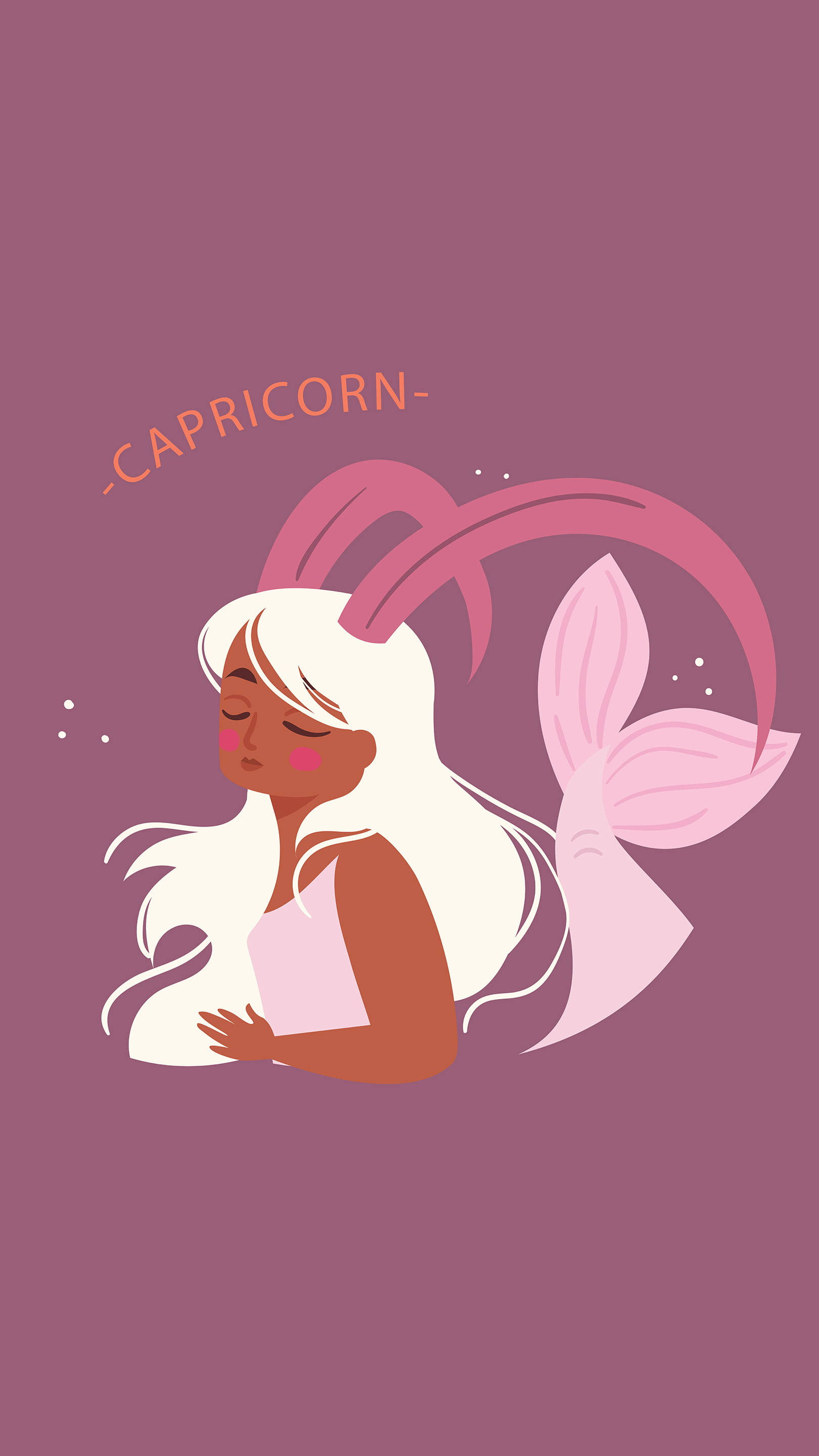 Capricorn, pink tail, white hair, 2K Phone Wallpaper