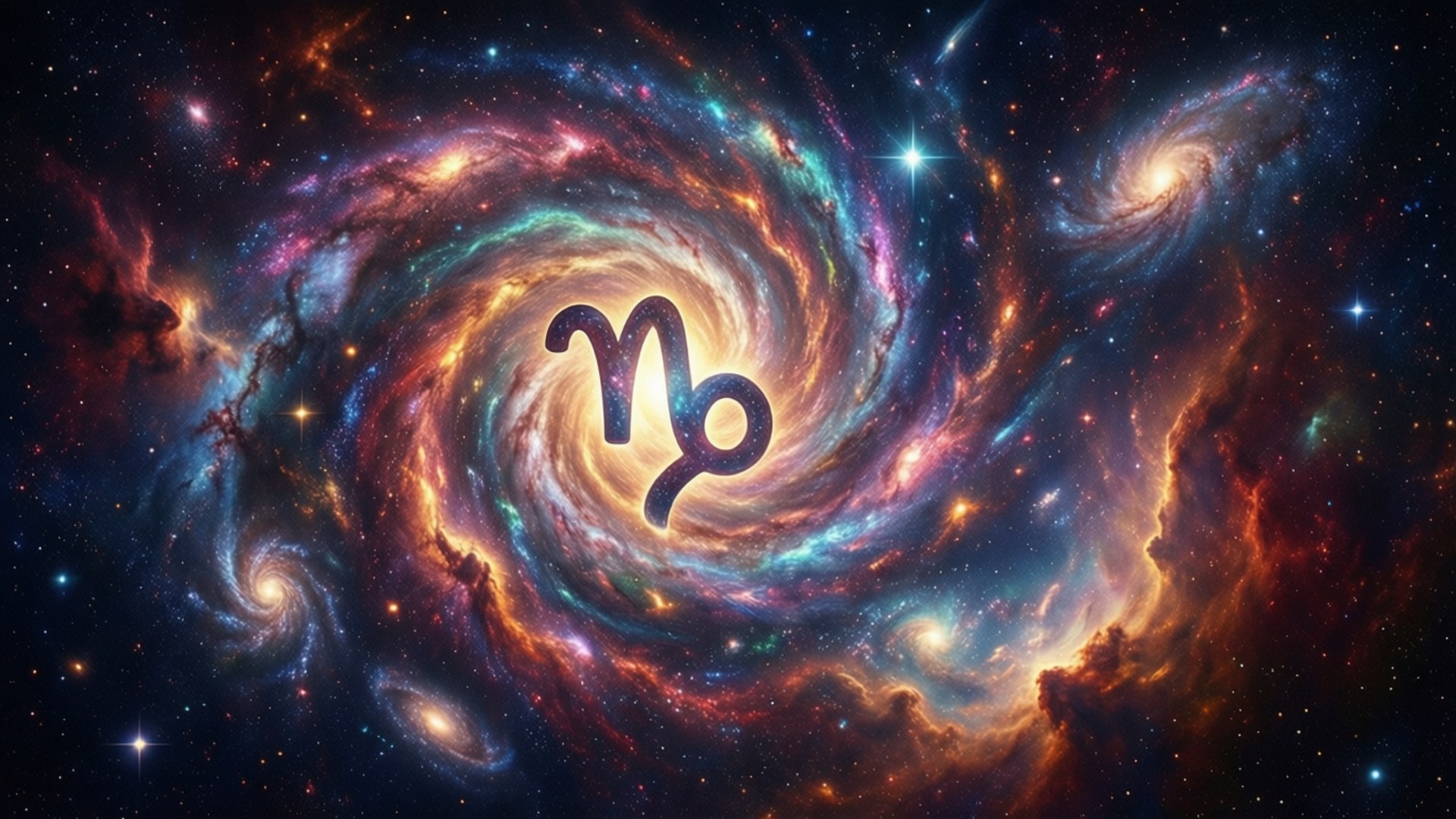 Capricorn, galaxy swirl, cosmic nebula, Full HD Desktop Wallpaper