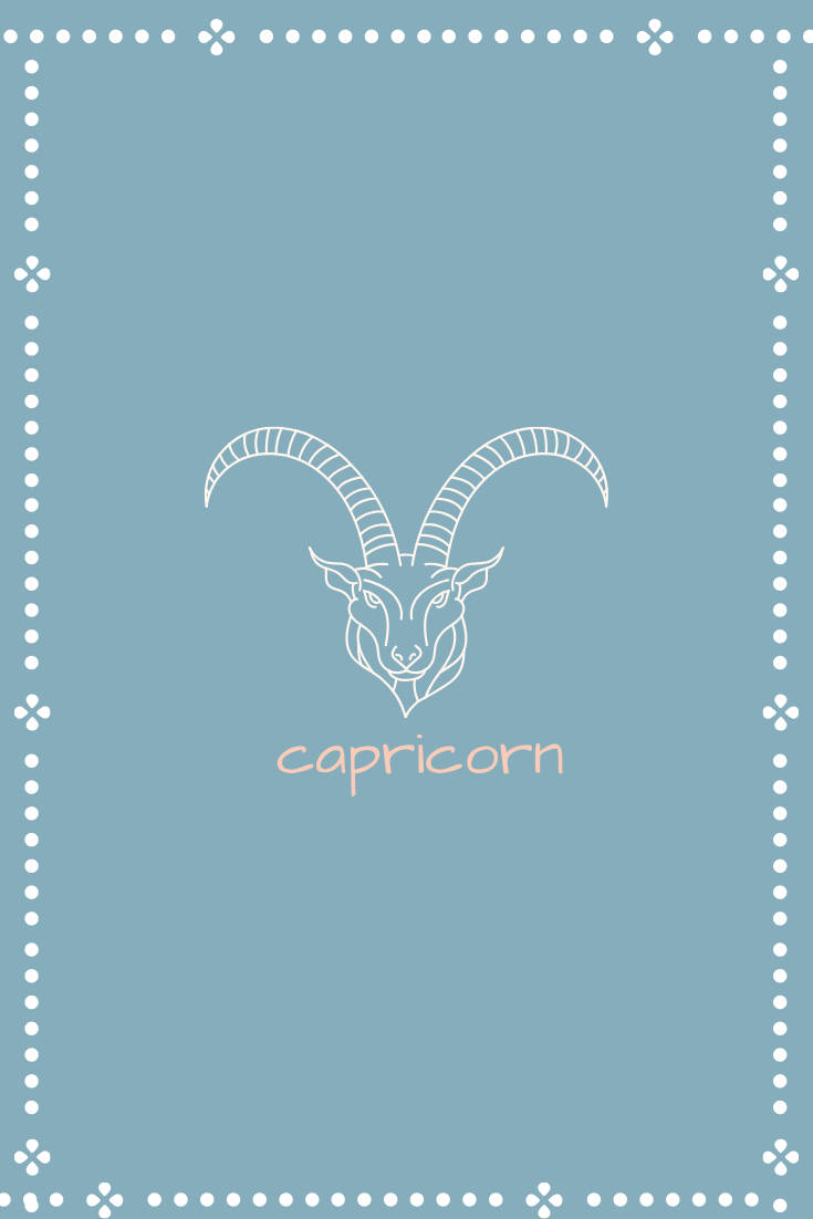 Capricorn, white line drawing, soft blue background, SD Phone Wallpaper