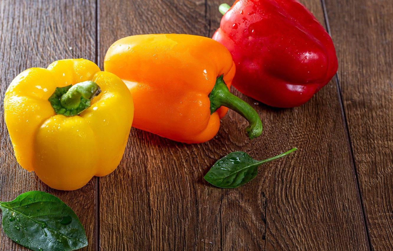 bell peppers, yellow orange, red, HD Desktop Wallpaper