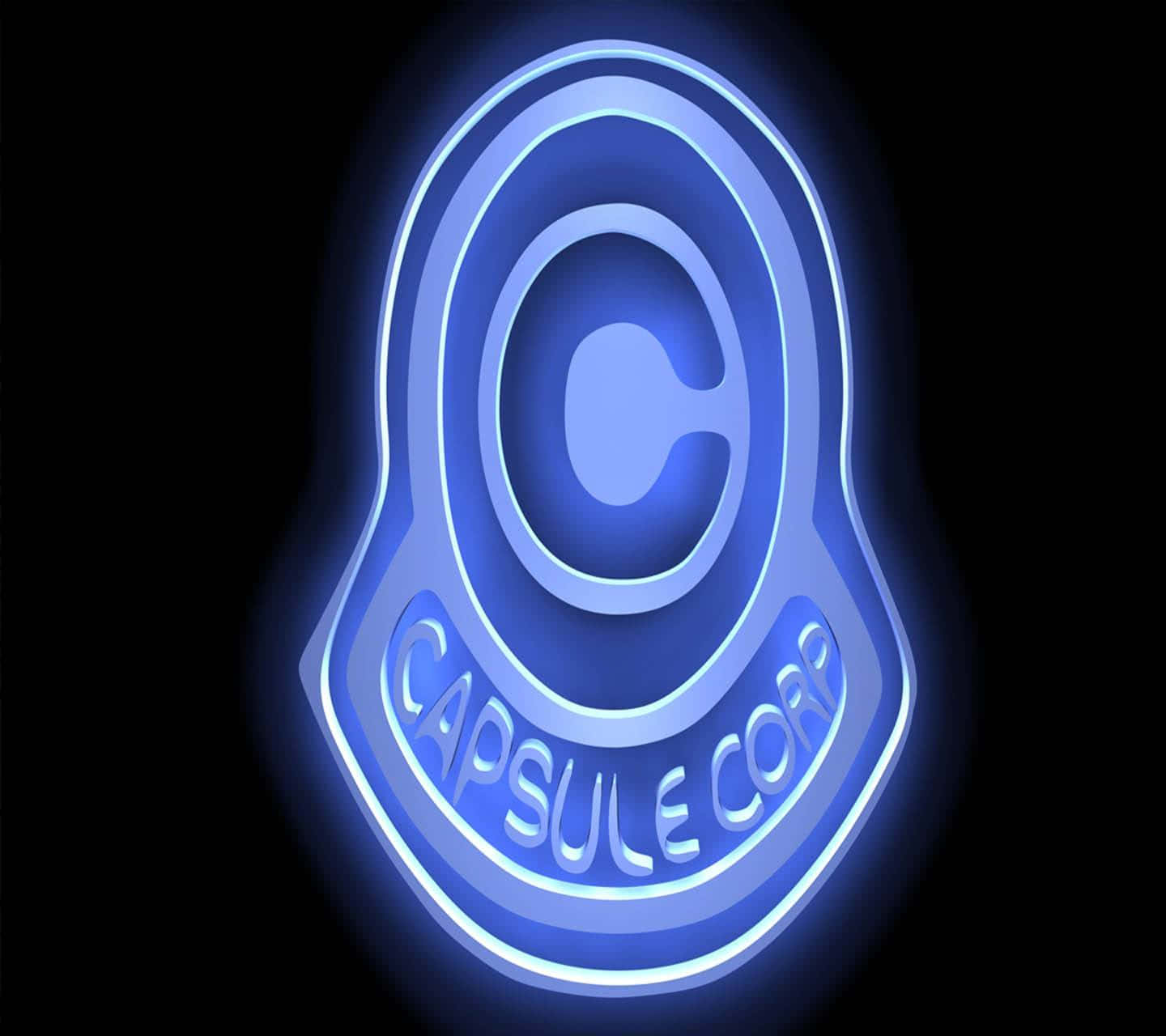 Capsule Corp, glowing blue, black background, HD Desktop Wallpaper