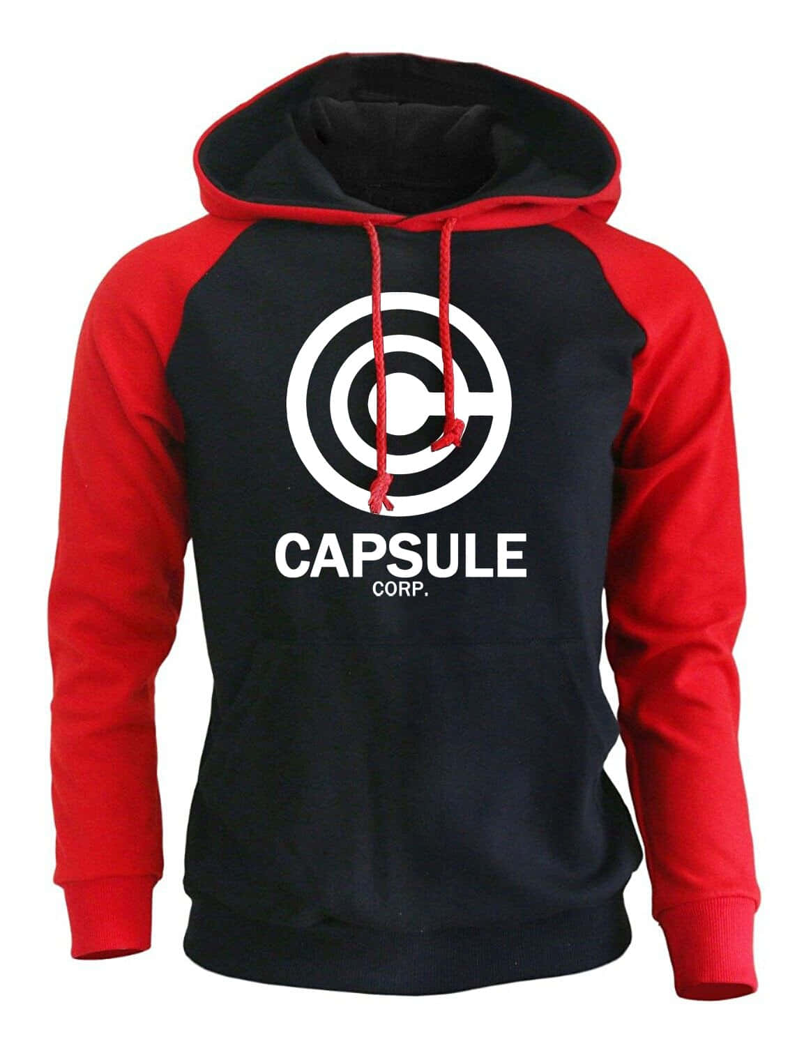 Capsule Corp, black and red baseball-style hoodie, white Capsule Corp logo, HD Phone Wallpaper