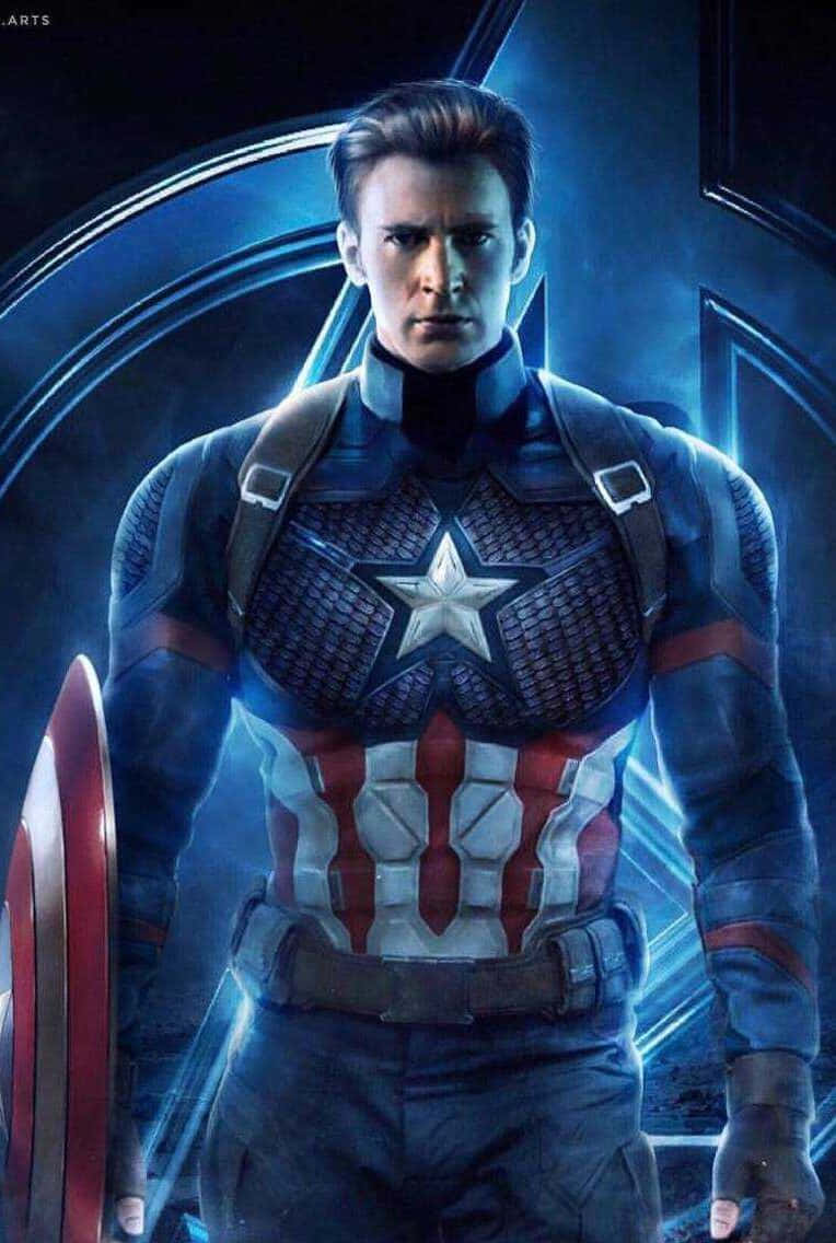 Captain America, red white and blue suit, shield, SD Phone Wallpaper