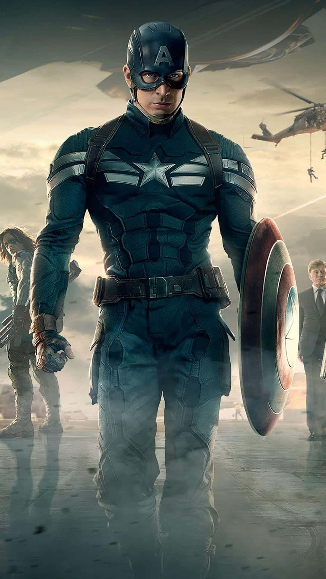 Captain America, blue suit, shield, Full HD Phone Wallpaper
