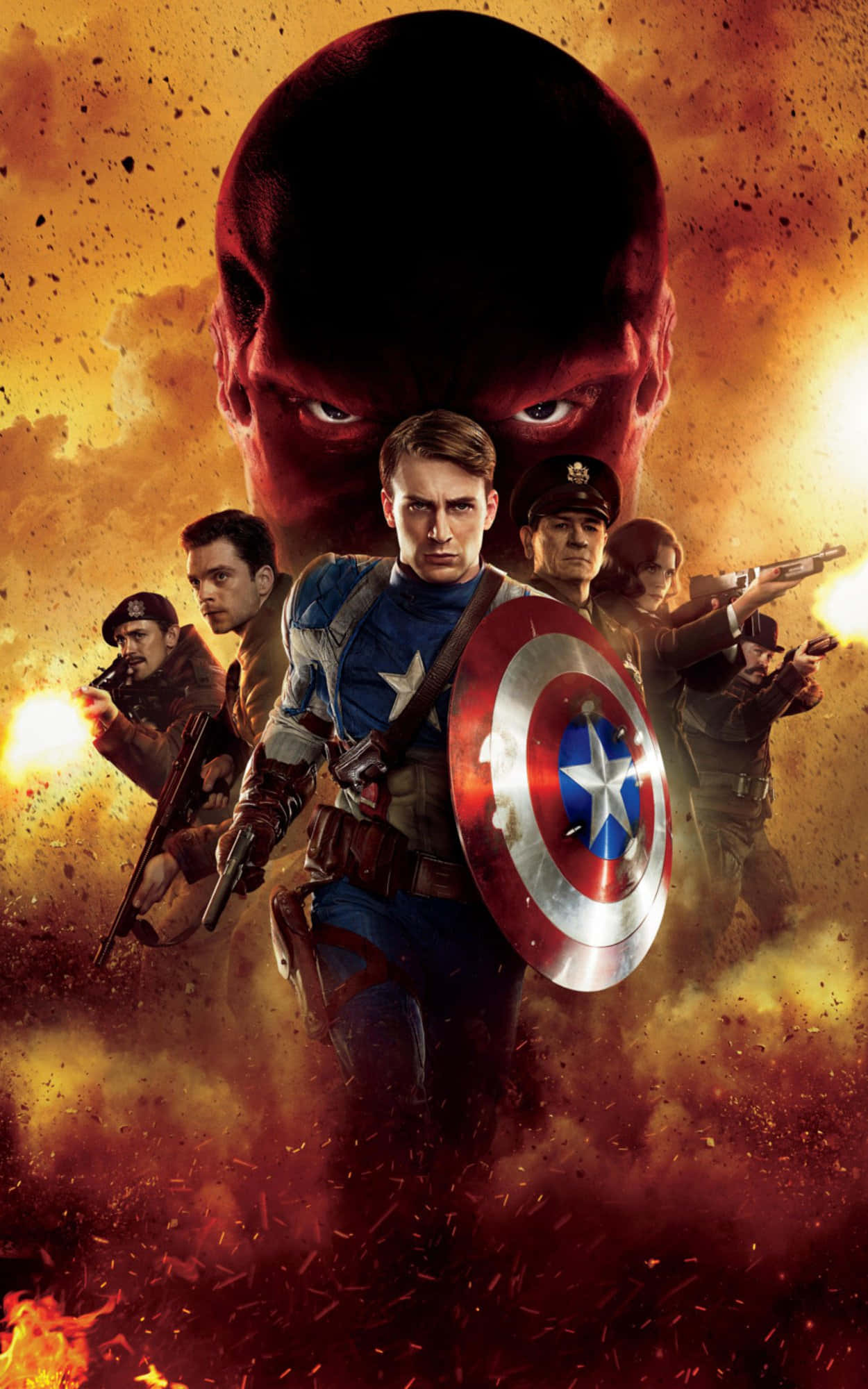 Captain America, shield, red skull, Full HD Phone Wallpaper