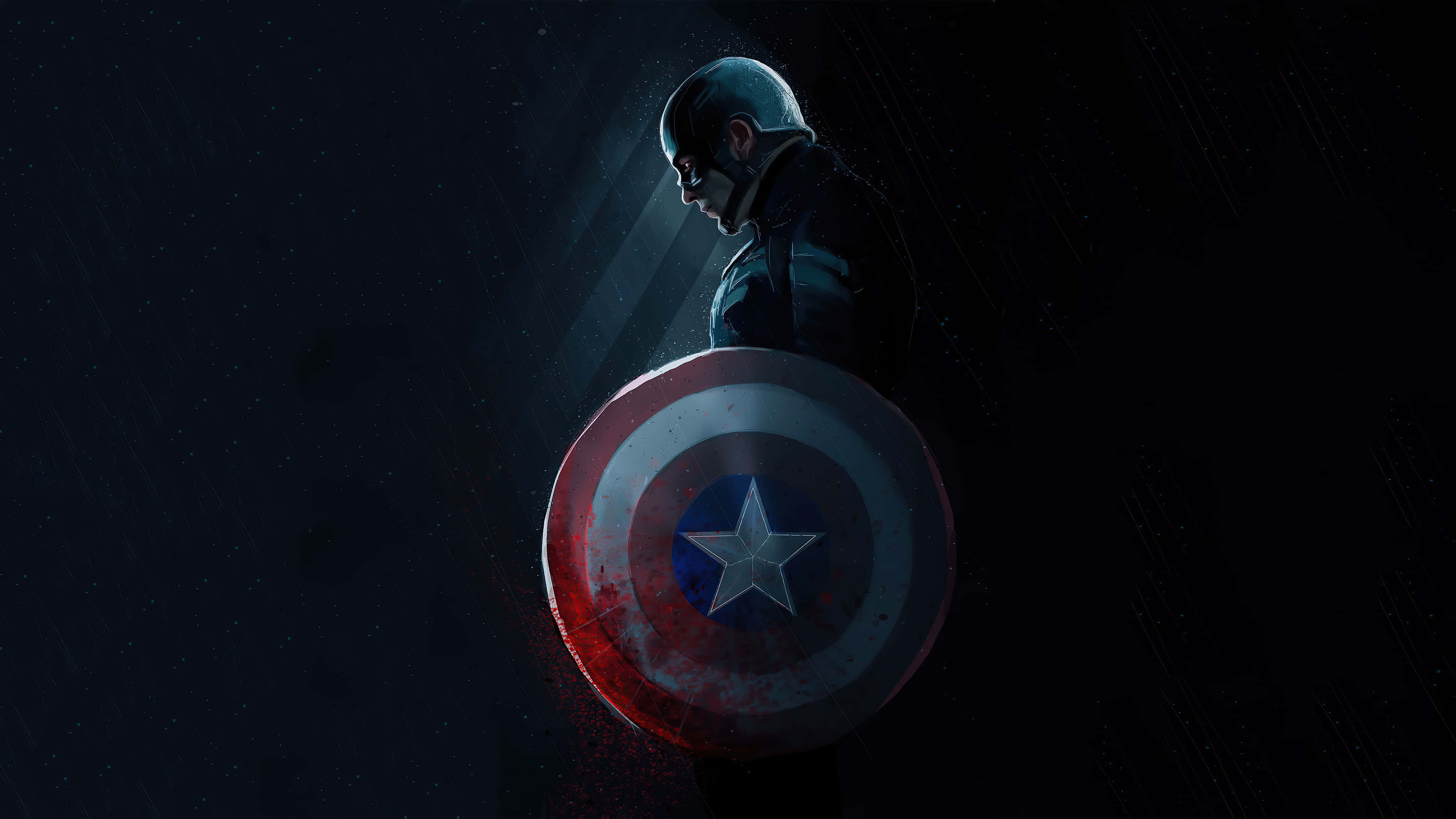 Captain America, shield, rain, 4K Desktop Wallpaper