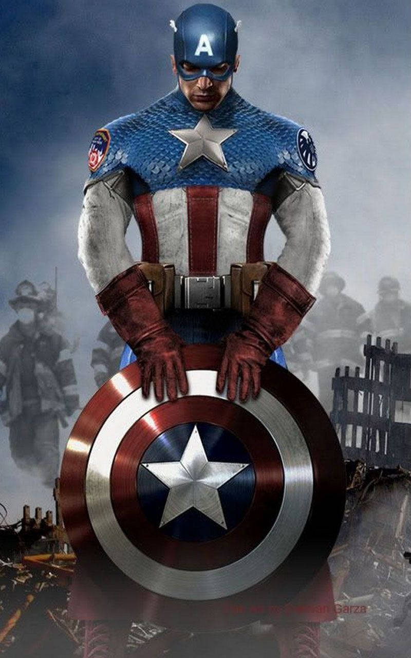 Captain America, iconic shield, battlefield, HD Phone Wallpaper
