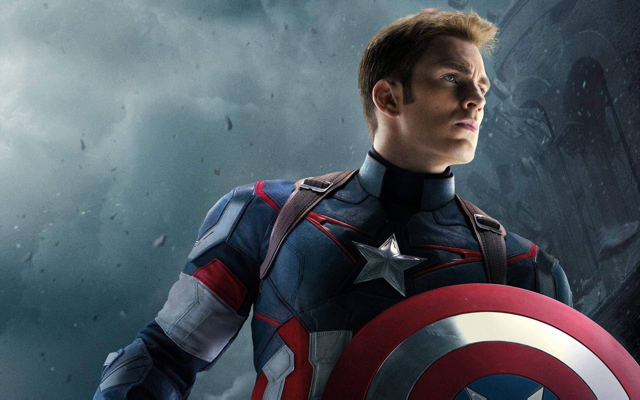 Captain America, red white and blue suit, star emblazoned shield, 2K Desktop Wallpaper