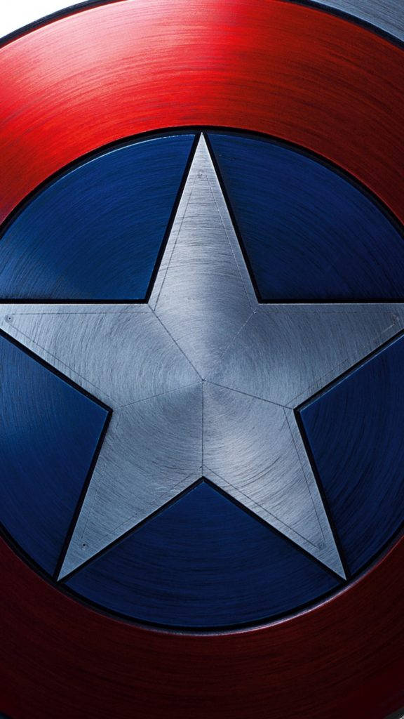 Captain America, shield, brushed metal star, SD Phone Wallpaper