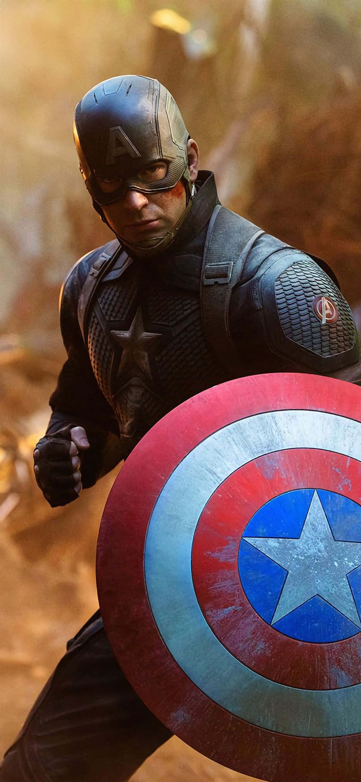 Captain America, iconic shield, battle gear, Full HD Phone Wallpaper