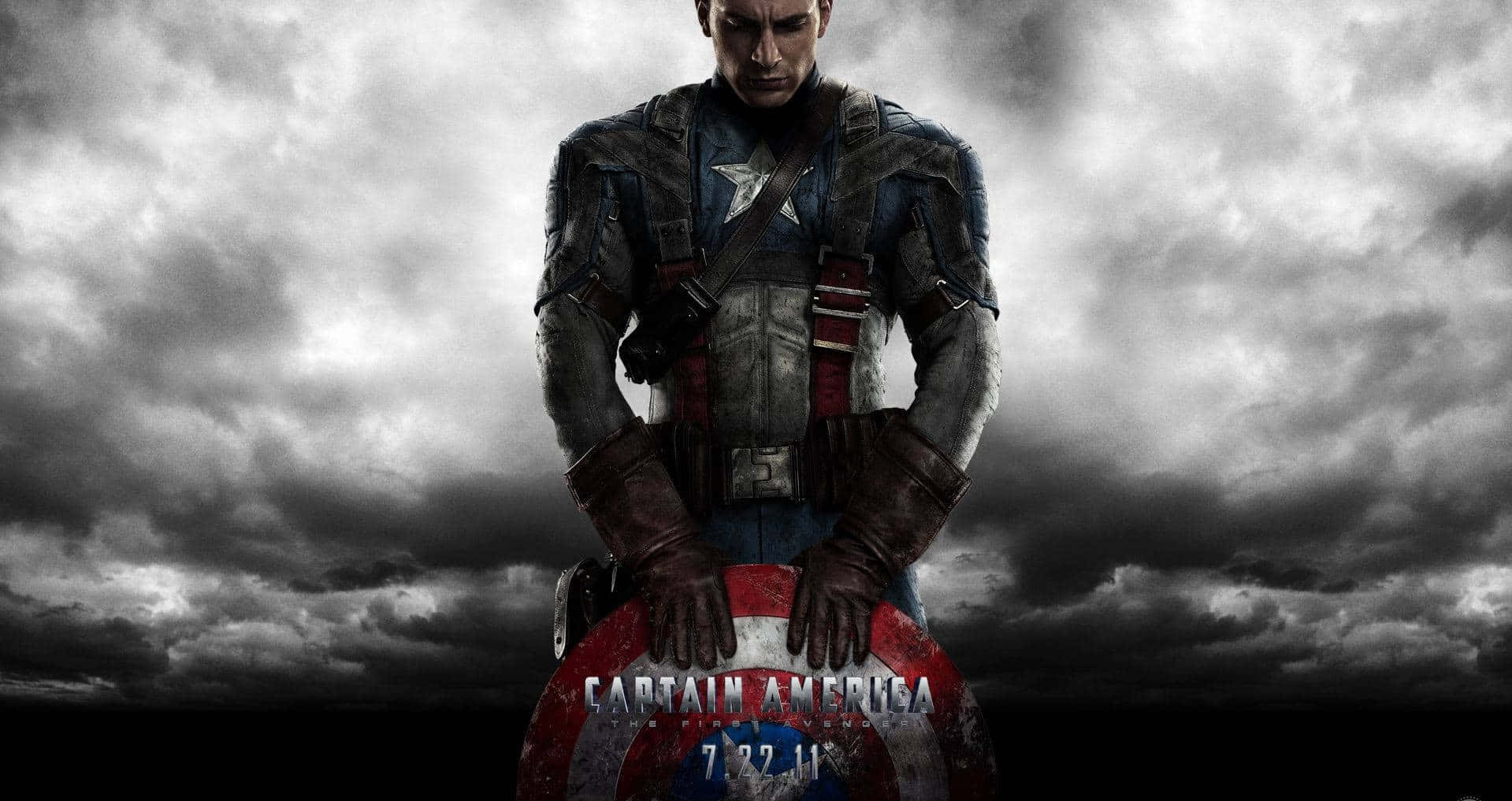 Captain America, shield, stormy gray sky, HD Desktop Wallpaper