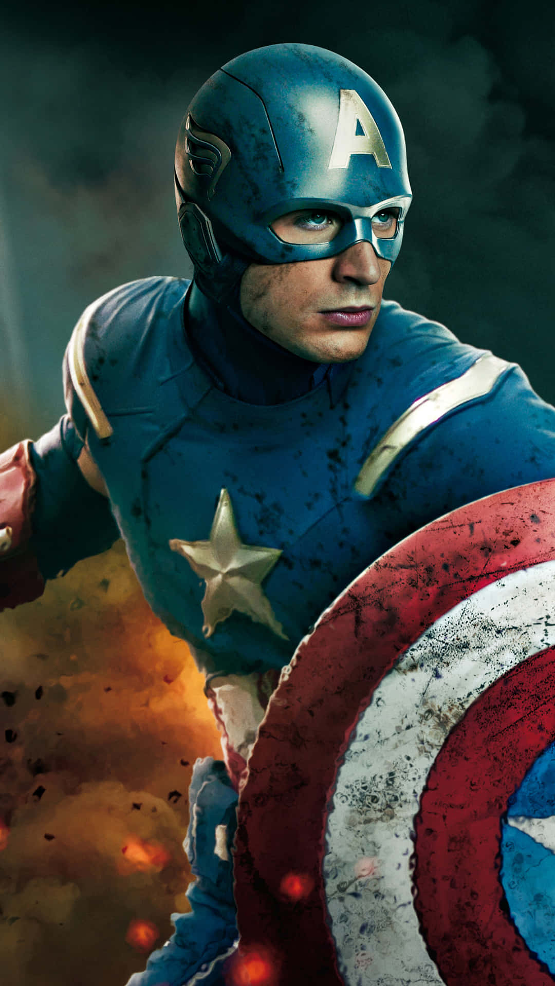 Captain America, iconic shield, battle gear, Full HD Phone Wallpaper