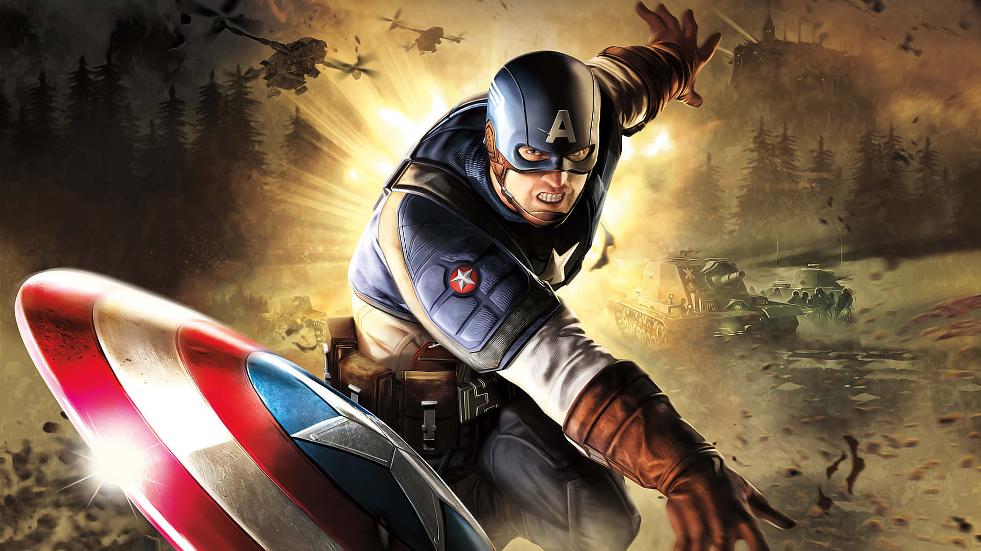 Captain America, shield, battlefield, Full HD Desktop Wallpaper