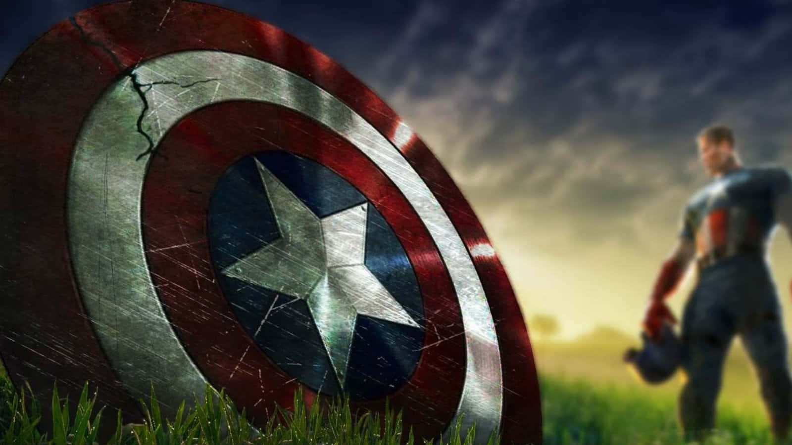 Captain America, shield, grass, HD Desktop Wallpaper