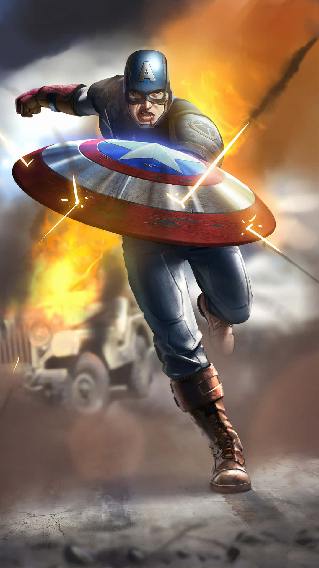 Captain America, shield, glowing, Full HD Phone Wallpaper