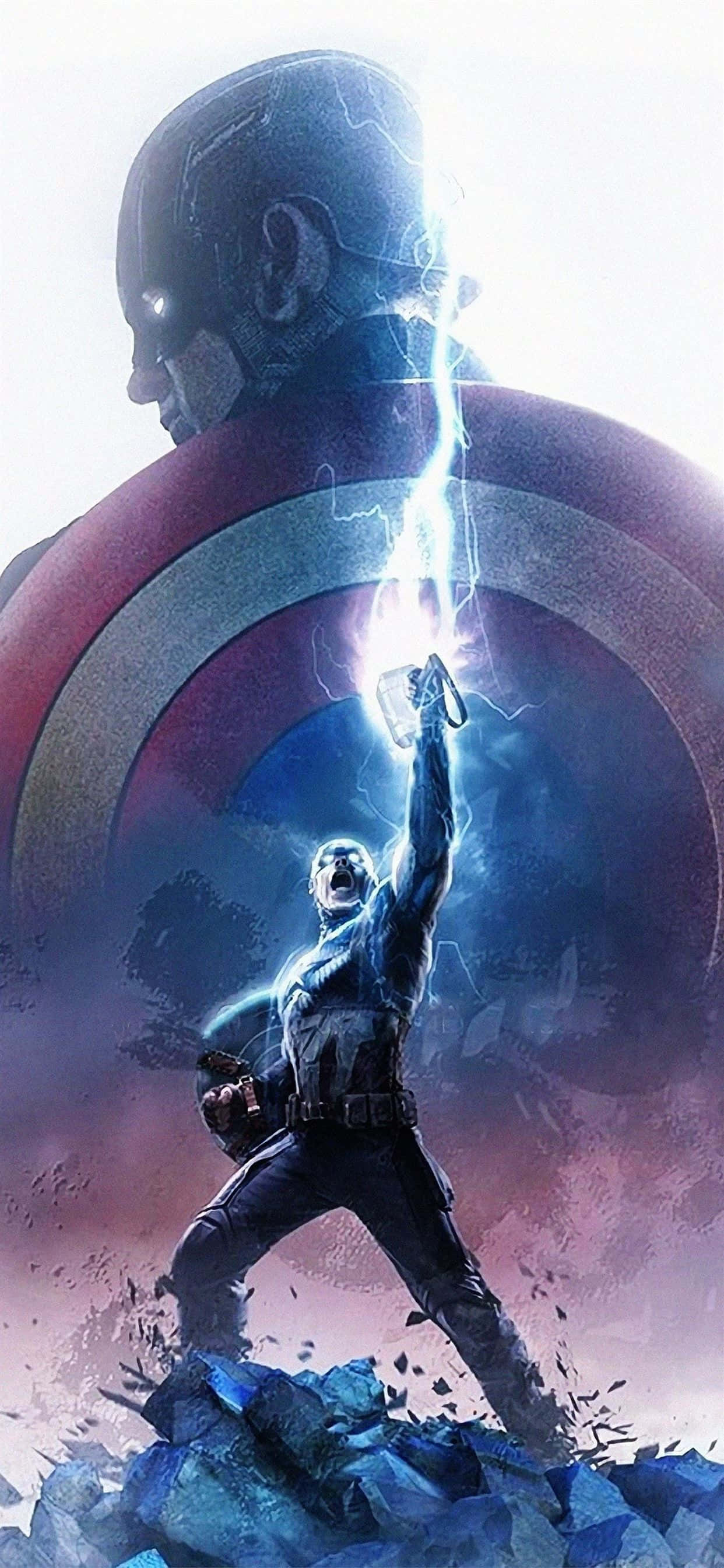 Captain America, shield, stormy sky, 2K Phone Wallpaper