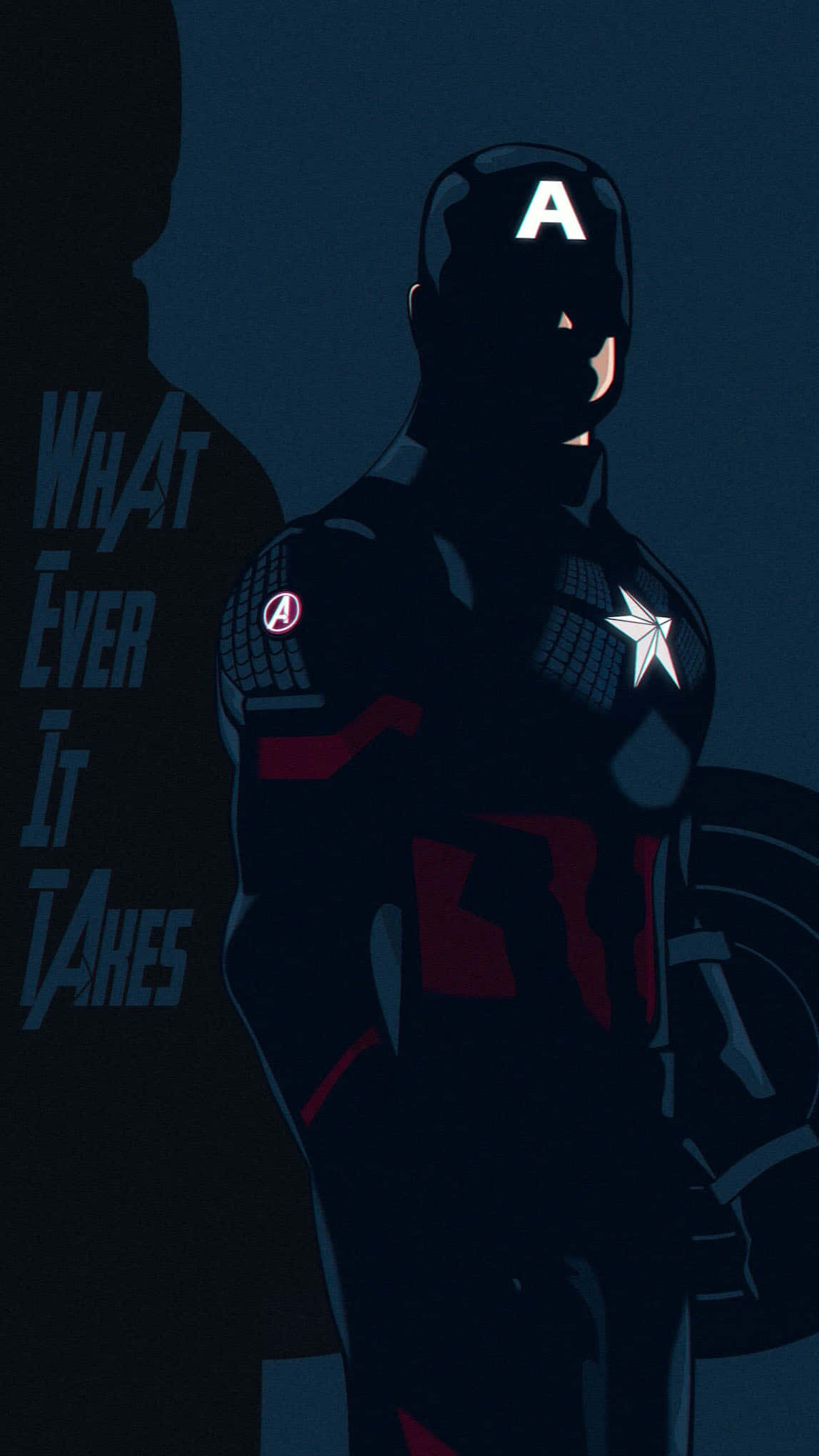 Captain America, iconic suit, deep blue backdrop, Full HD Phone Wallpaper