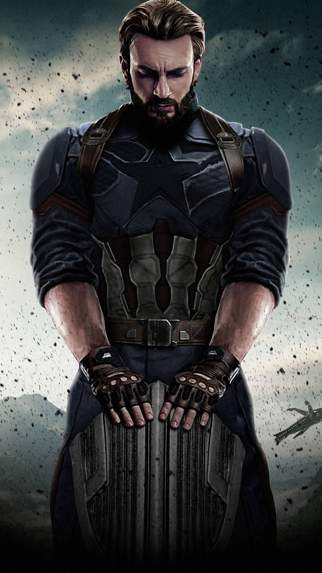 Captain America, shield, stormy sky, Full HD Phone Wallpaper