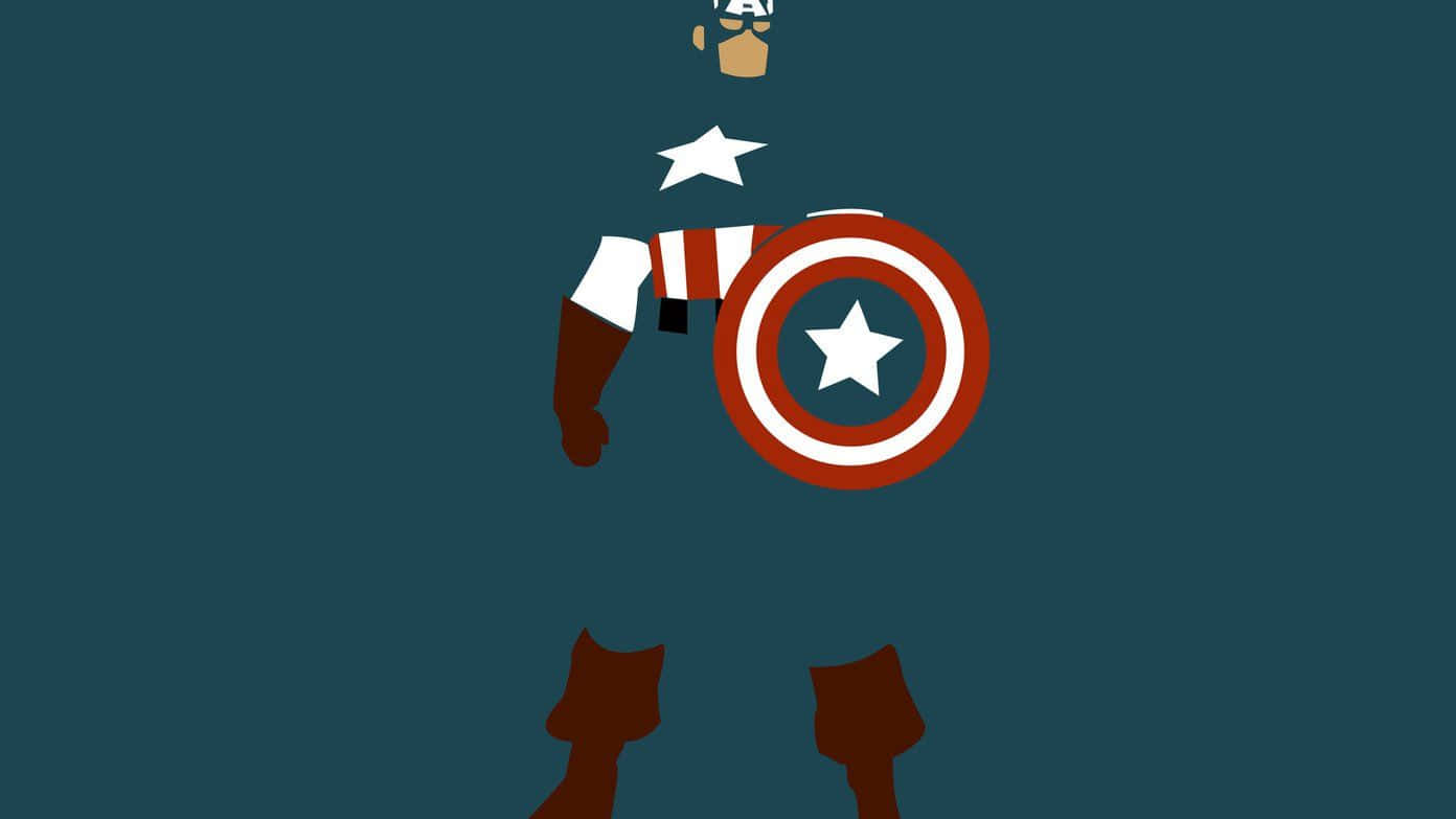 Captain America, iconic shield, teal background, HD Desktop Wallpaper