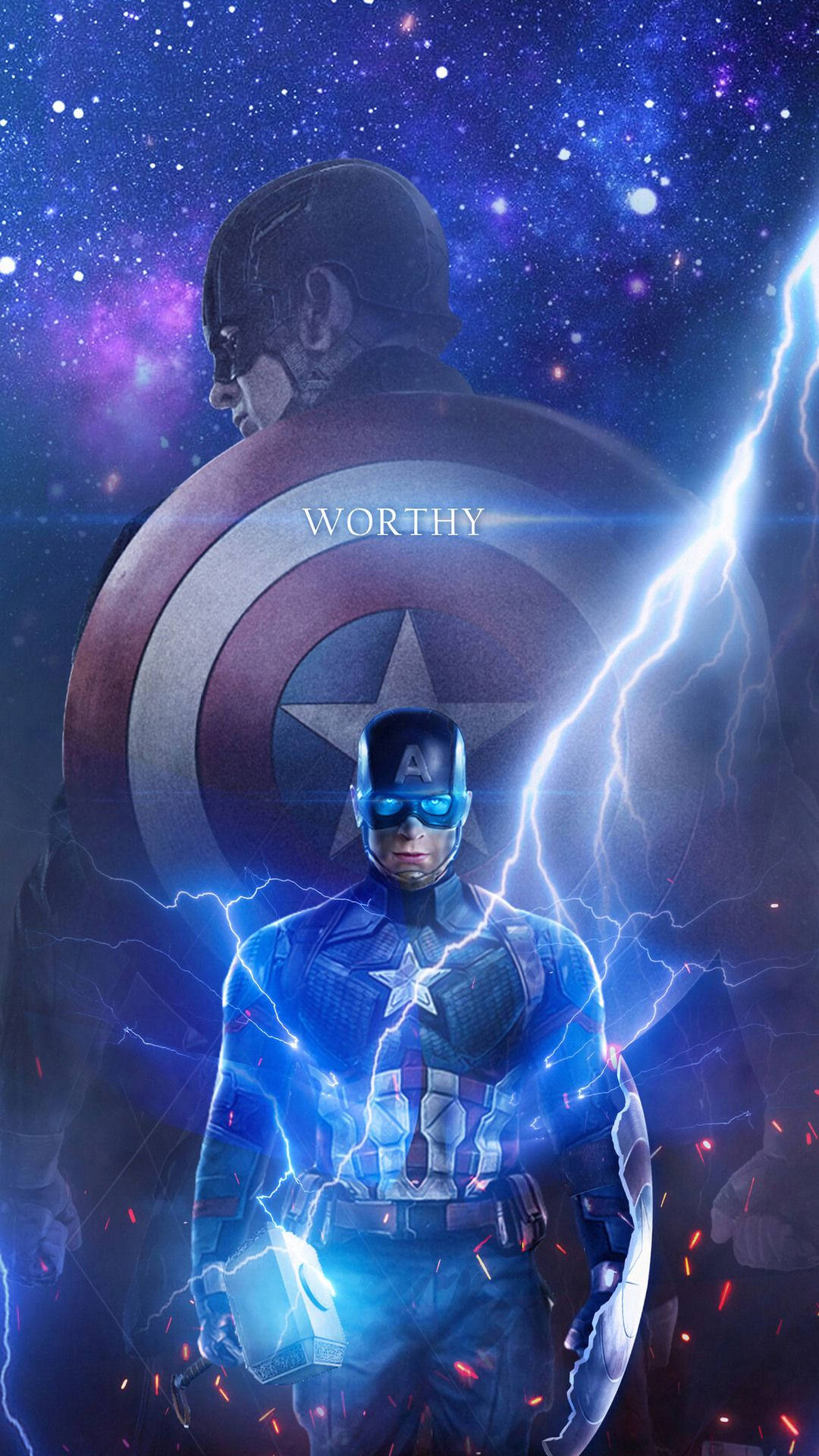 Captain America, shield, cosmic storm, Full HD Phone Wallpaper
