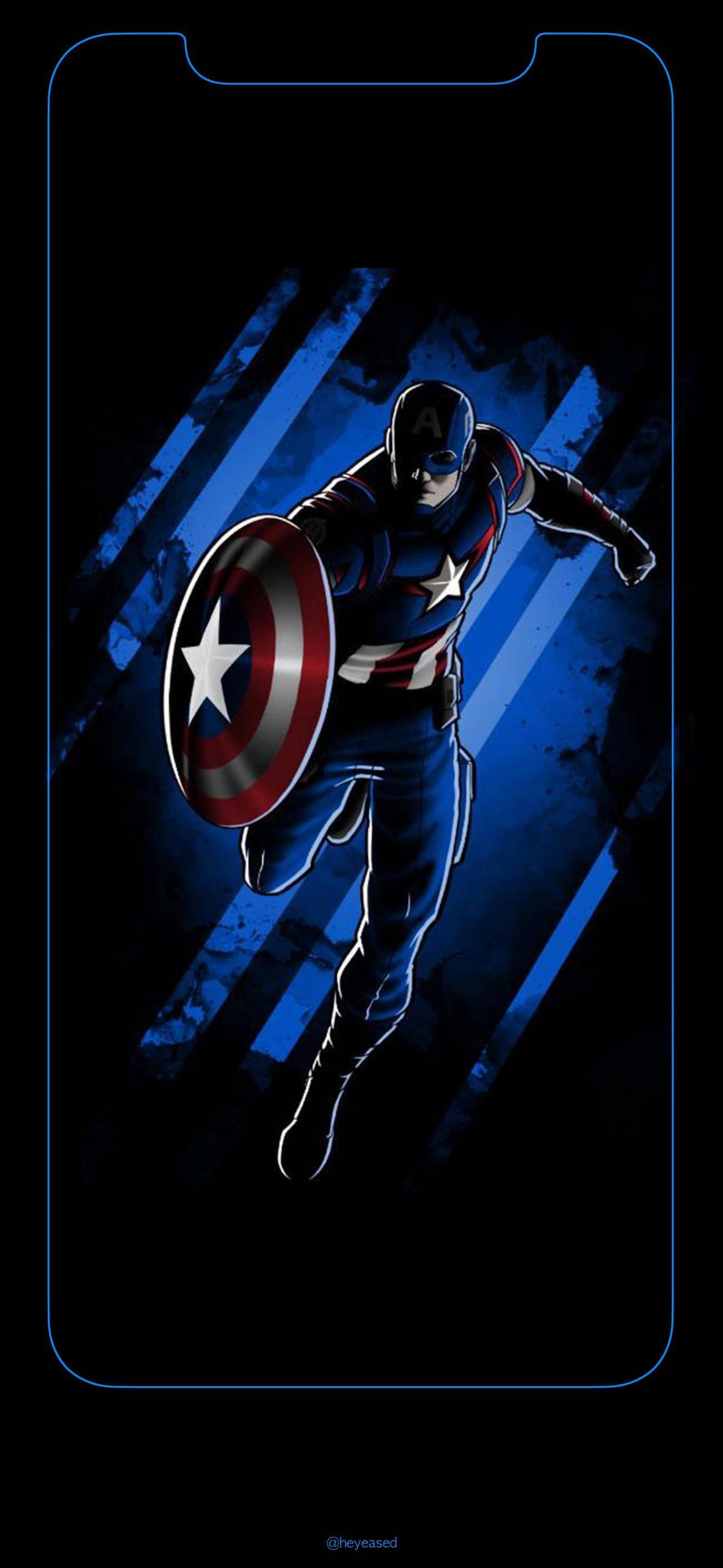 Captain America, iconic shield, blue and black, 2K Phone Wallpaper